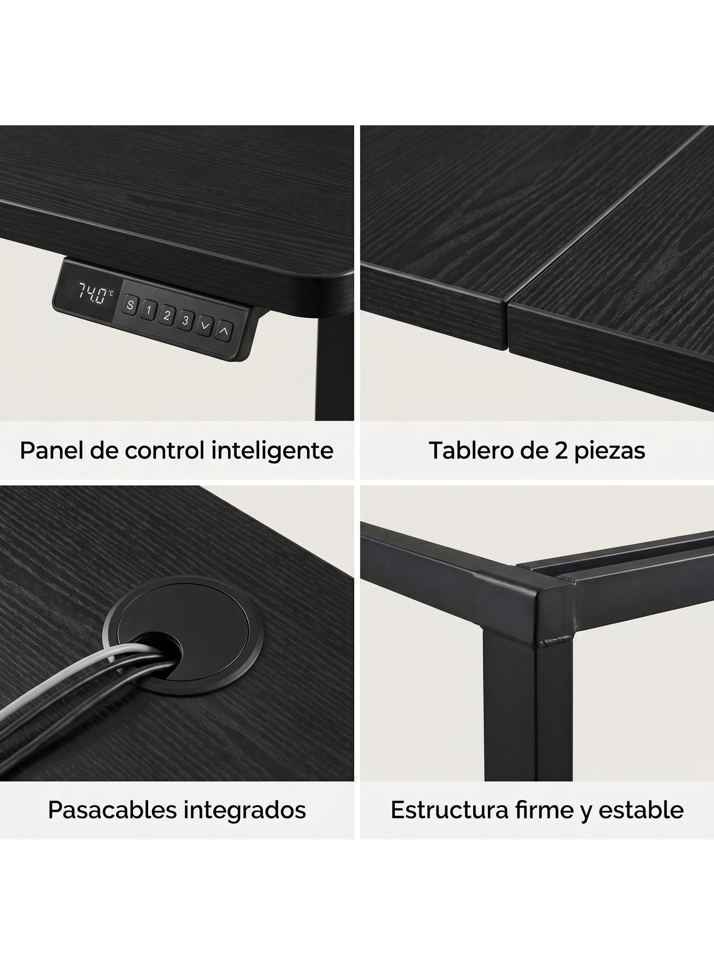 Escritorio Altura Ajustable Eléctrico 140cm Profesional Color Marrón Oscuro Homer Design Hrsjz002-3