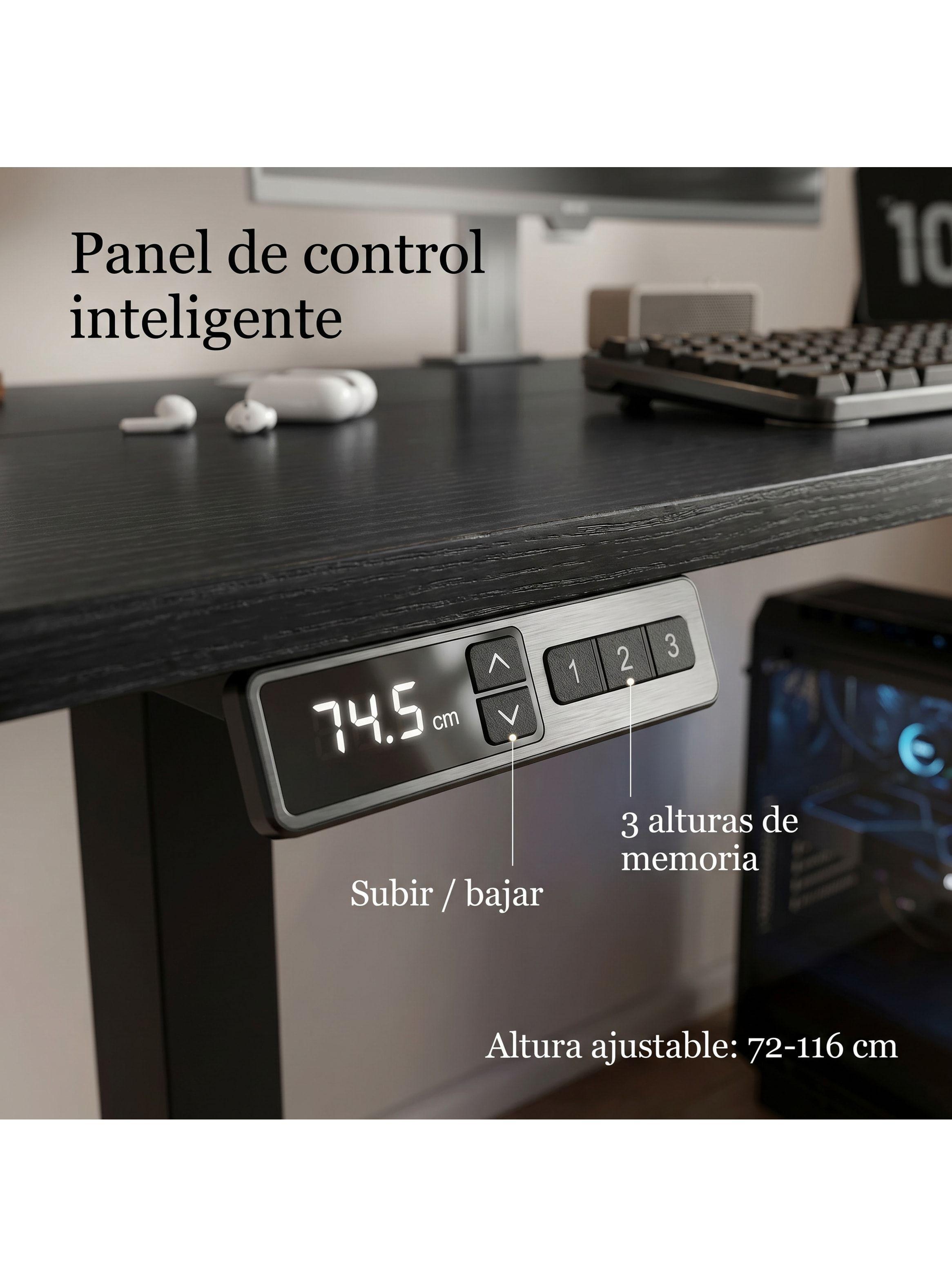 Escritorio Altura Ajustable Eléctrico 140cm Profesional Color Marrón Oscuro Homer Design Hrsjz002-8
