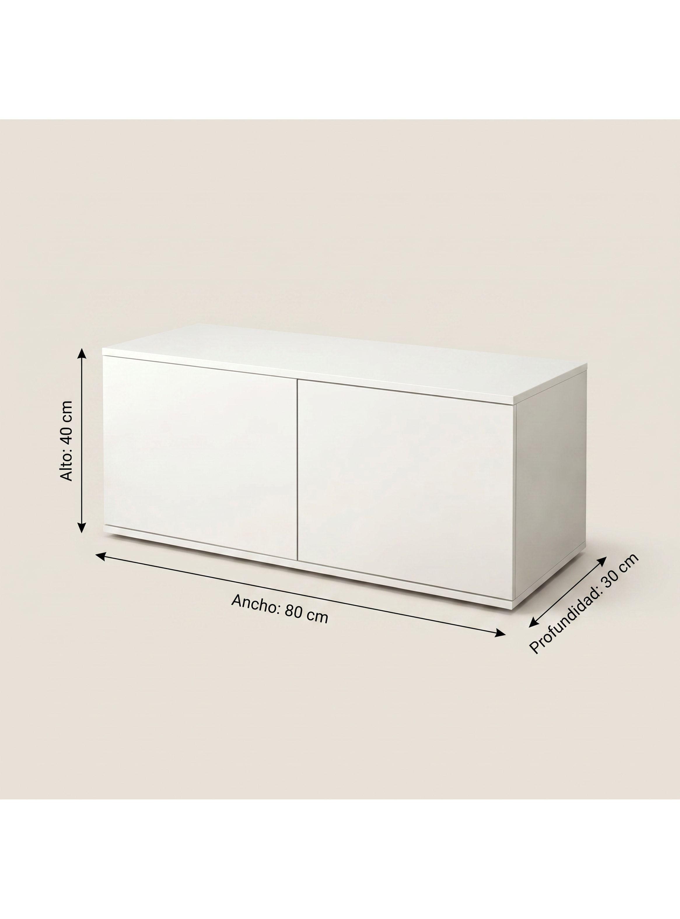 Rack Tv 80x40x30cm 2 Puerta Melamina Combinable Por Color Blanco-3