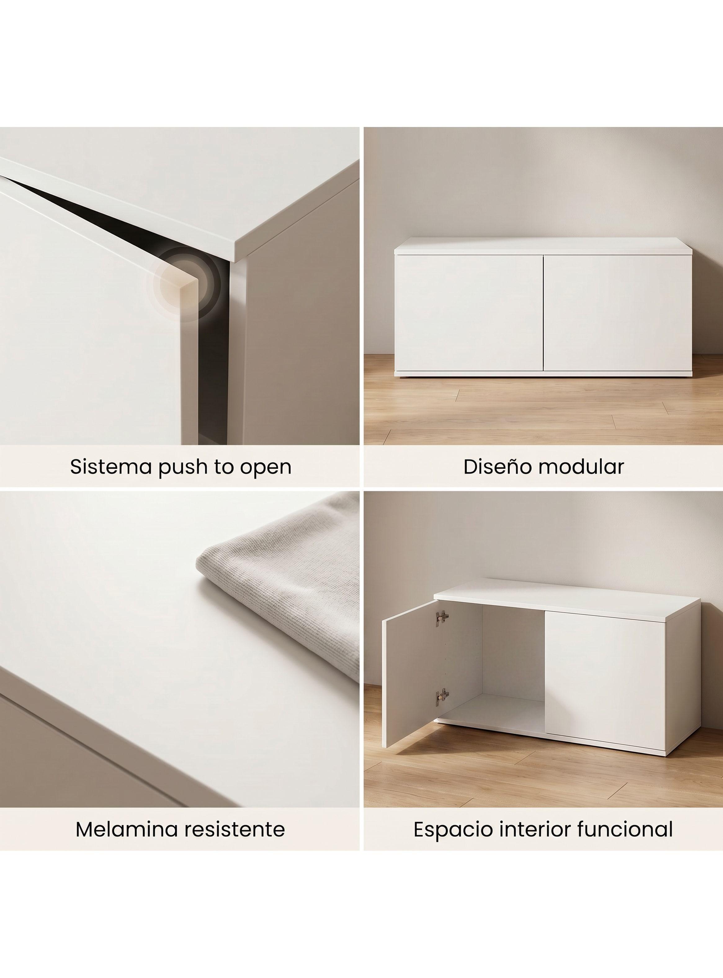 Rack Tv 80x40x30cm 2 Puerta Melamina Combinable Por Color Blanco-5