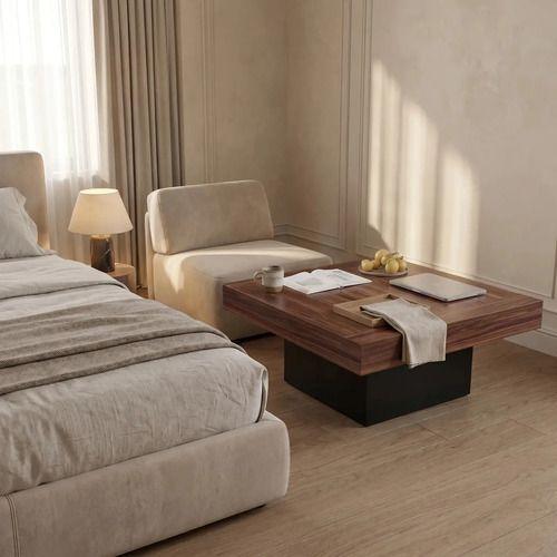 Mesa De Centro Minimalista Con Cubierta De Melamina 90x90cm Color Marrón Oscuro-4