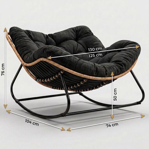 Sillon Mecedor Silla Mecedora Sitial Moderna Talla Xl Negro Liso-2