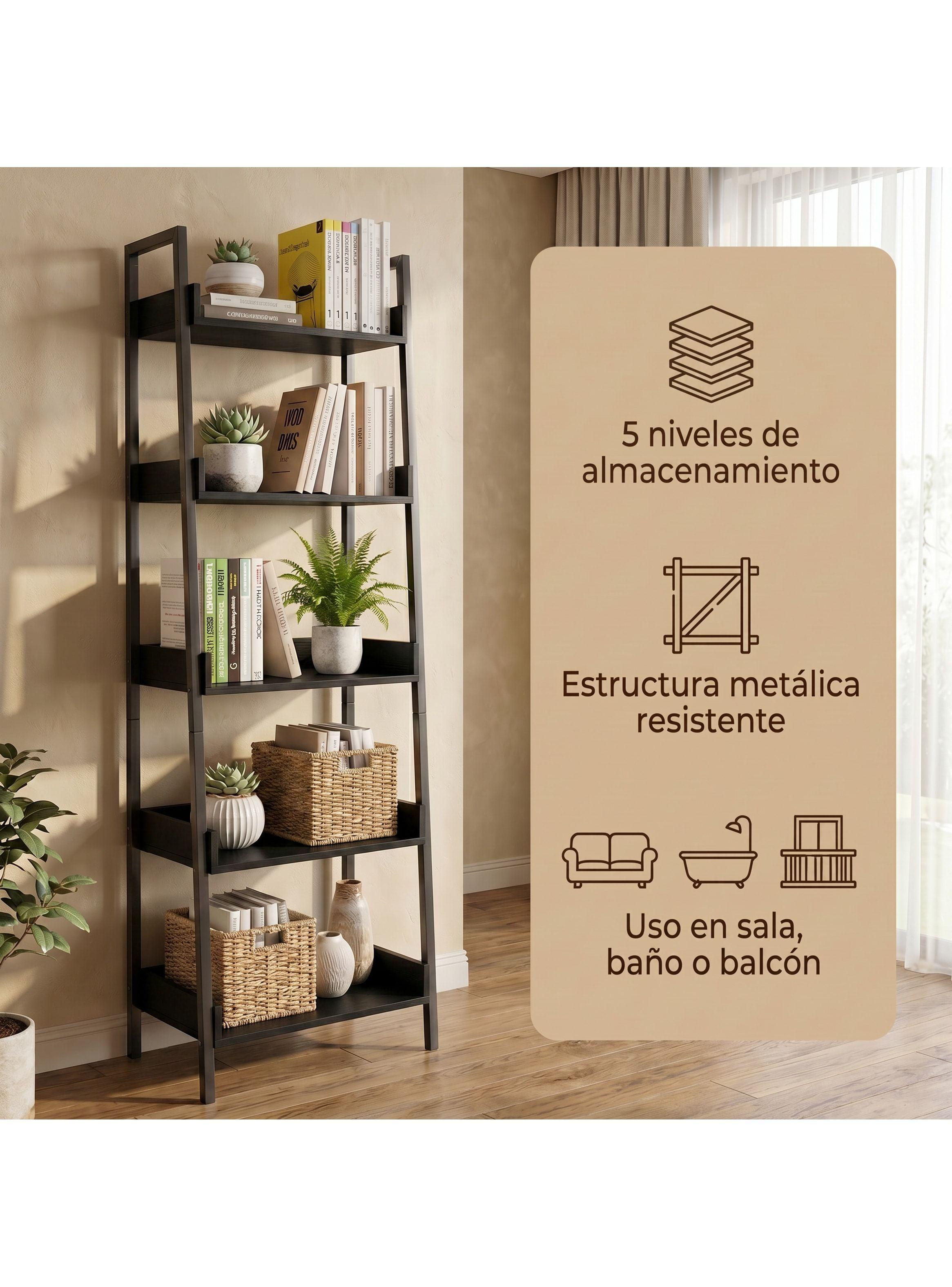 Biblioteca Estante Para Planta Repisa Moderna 160x50 Negro-1