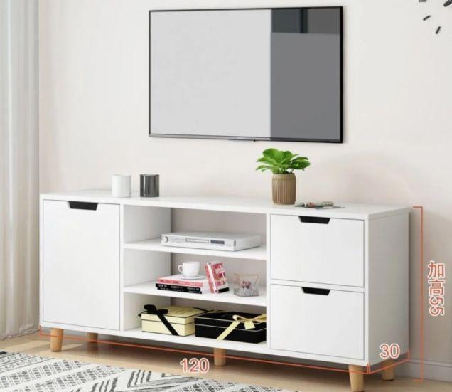Rack Tv 120x30x55cm 2 Tiras 1 Puerta Melamina Homer Design-2