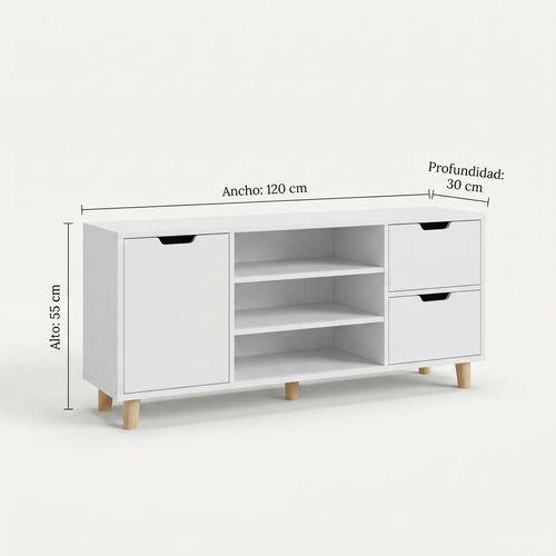 Rack Tv 120x30x55cm 2 Tiras 1 Puerta Melamina Homer Design-3