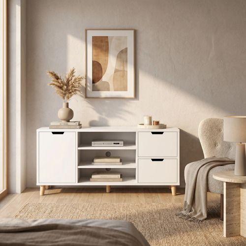 Rack Tv 120x30x55cm 2 Tiras 1 Puerta Melamina Homer Design-5