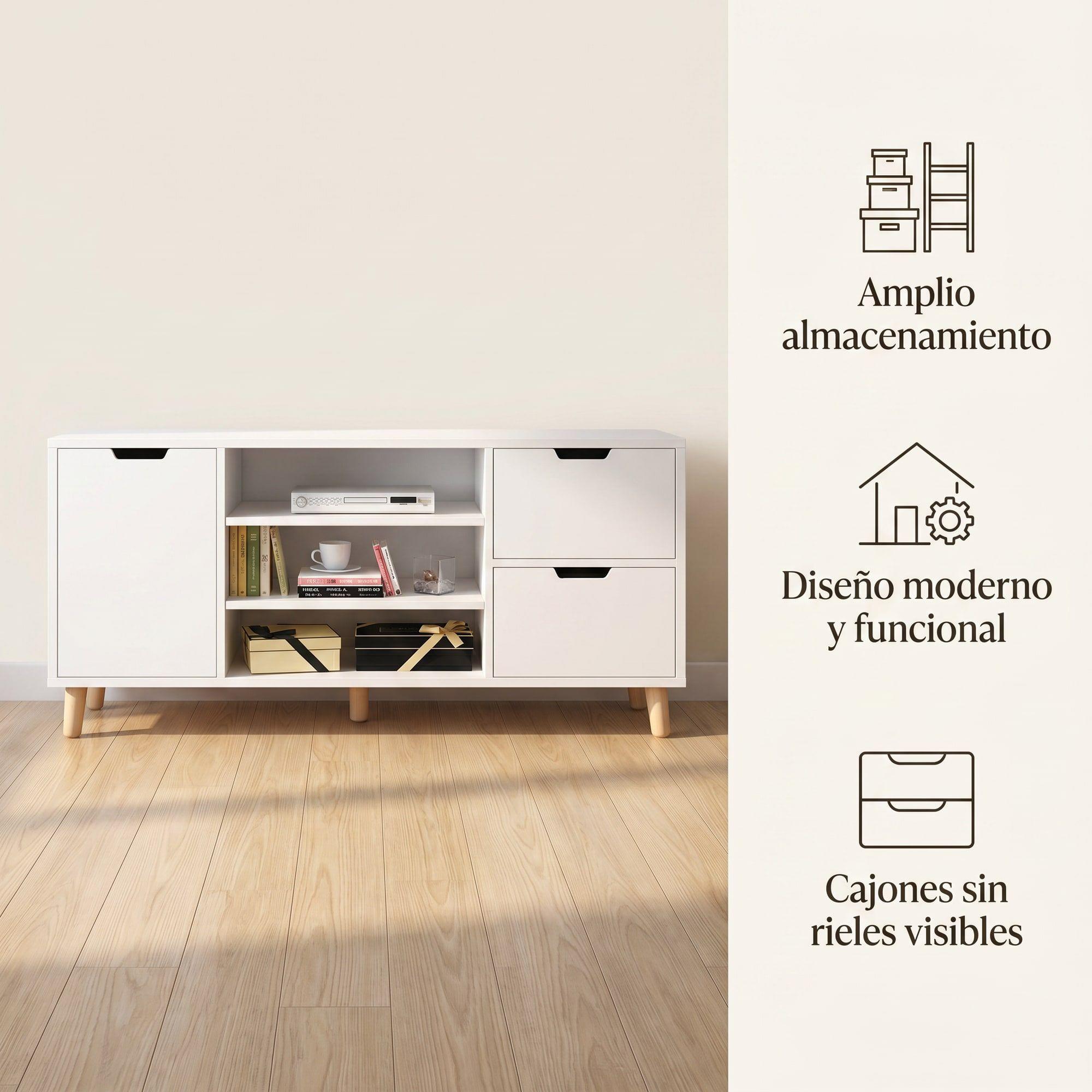 Rack Tv 120x30x55cm 2 Tiras 1 Puerta Melamina Homer Design-2
