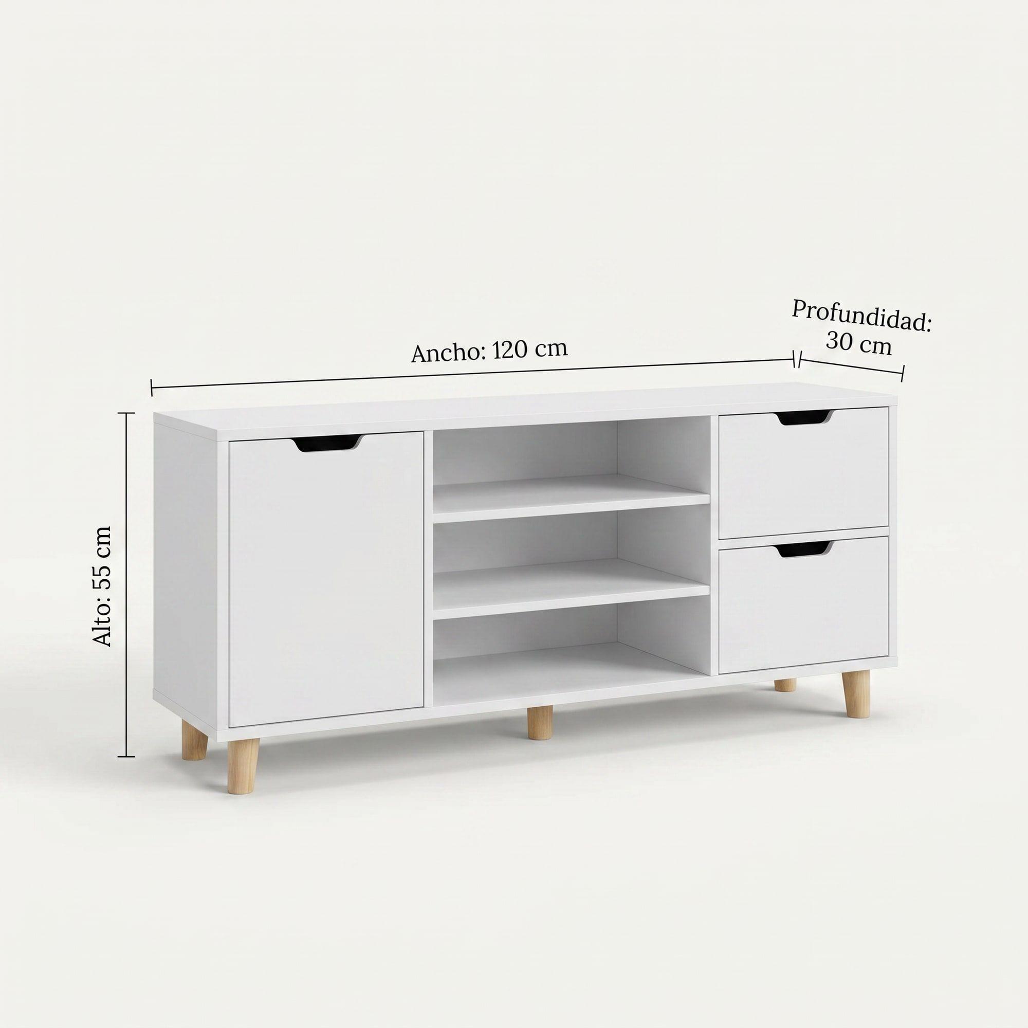 Rack Tv 120x30x55cm 2 Tiras 1 Puerta Melamina Homer Design-3