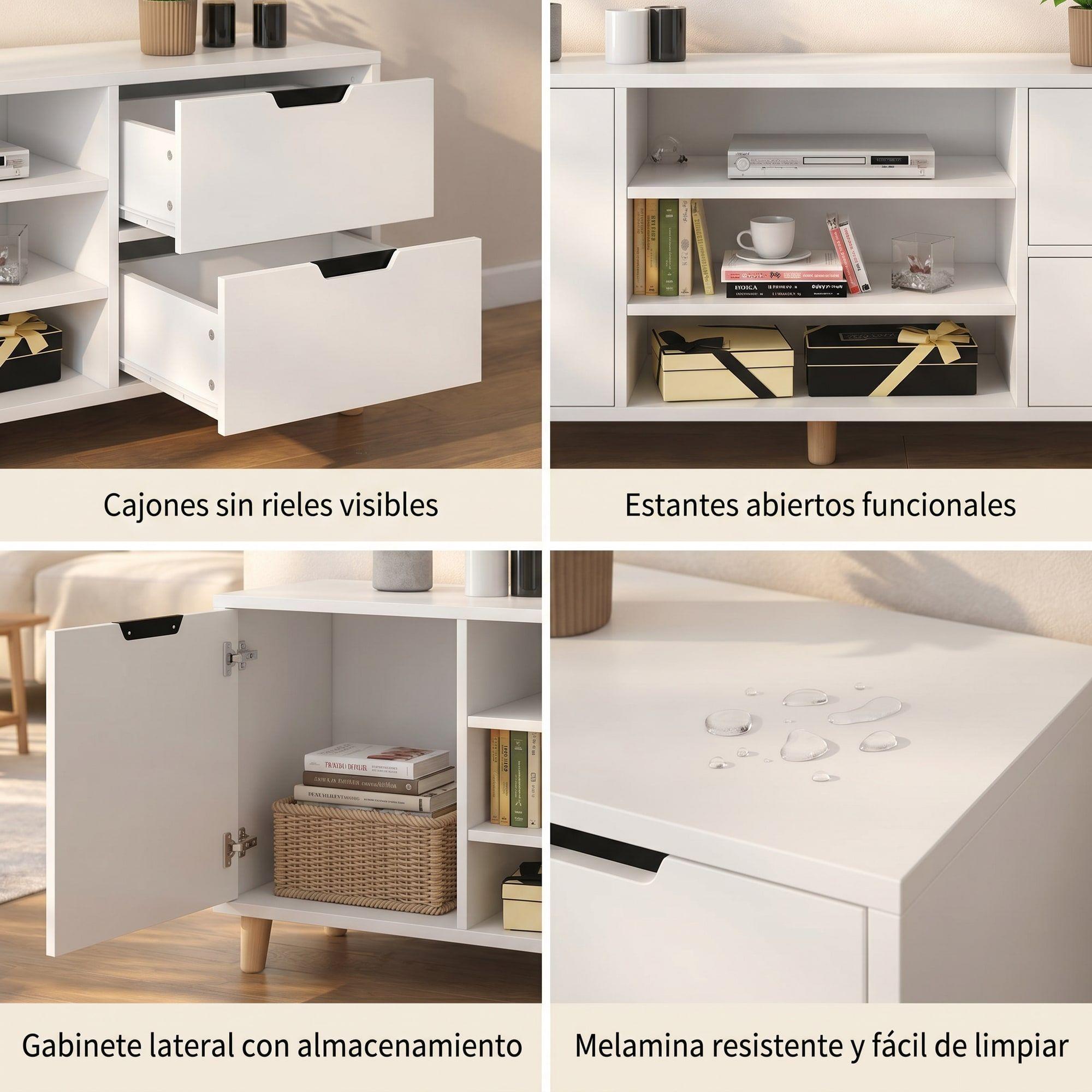 Rack Tv 120x30x55cm 2 Tiras 1 Puerta Melamina Homer Design-4