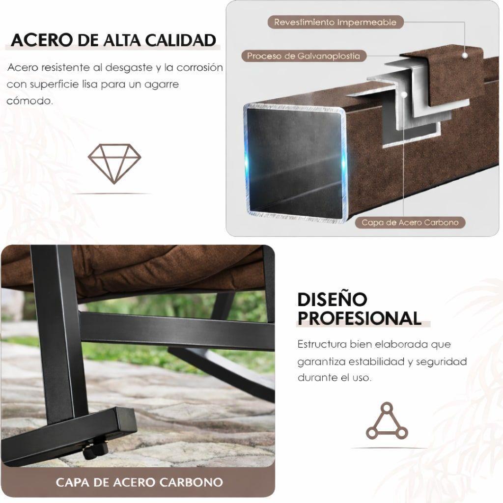 Sillon Mecedor Sillamecedora Sitial Dos Cuerpo Jardín Living Marrón-5