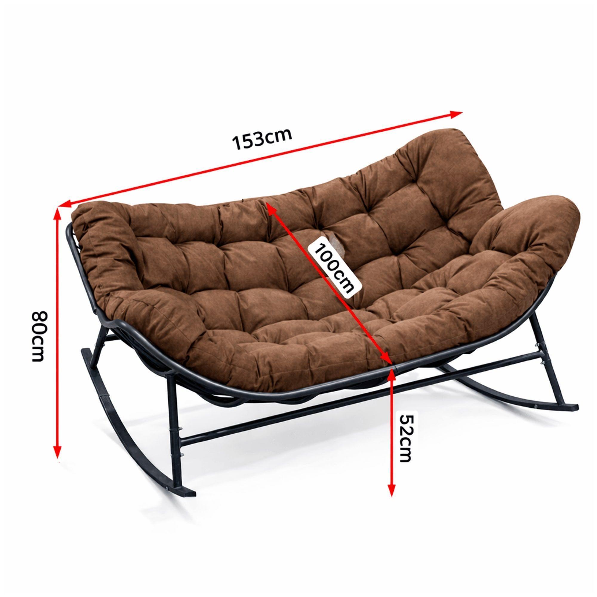 Sillon Mecedor Sillamecedora Sitial Dos Cuerpo Jardín Living Marrón-6