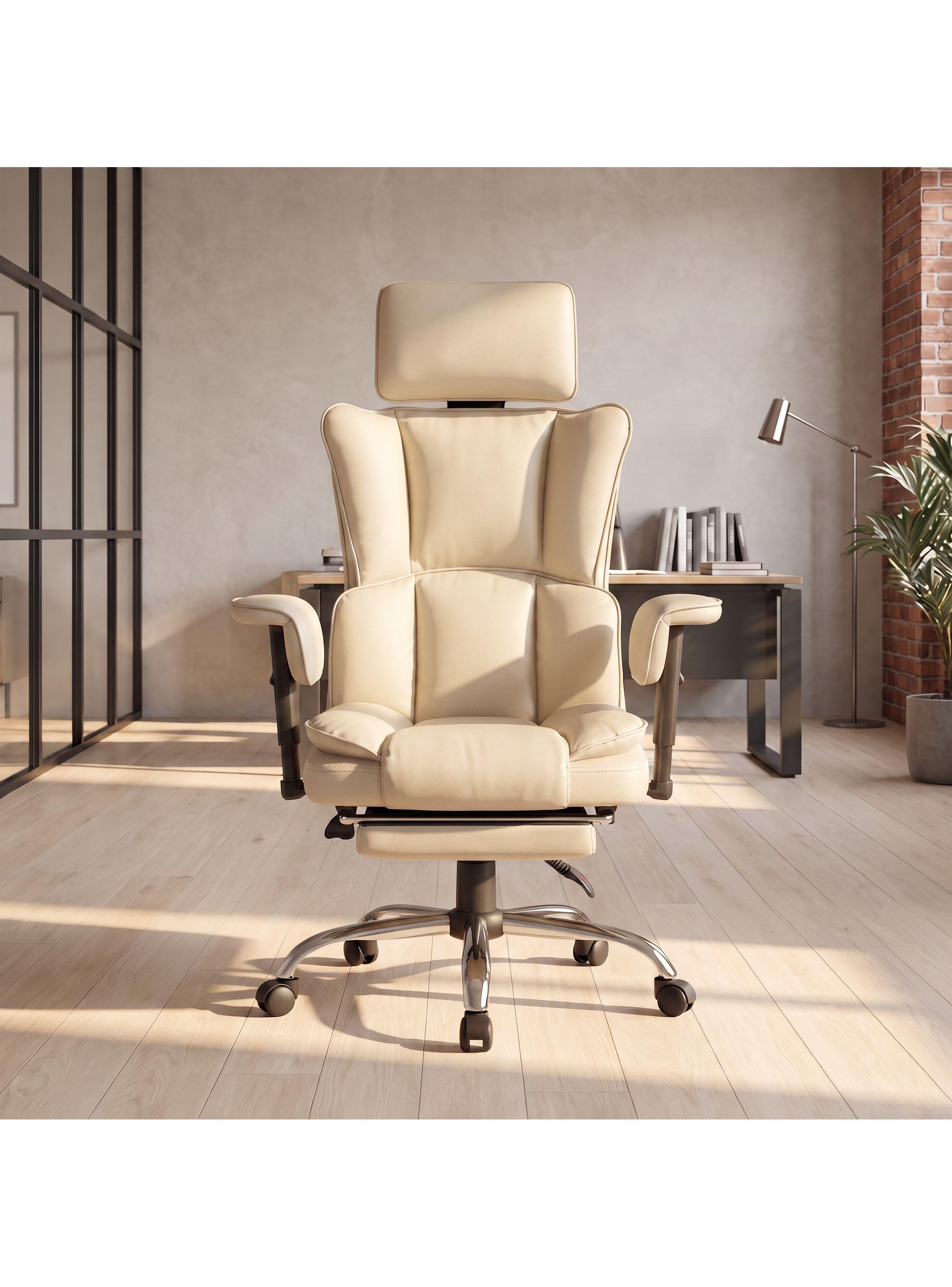 Sillón Ejecutivo Ergonómico Reclinable 165° Y Reposapiés Pu Negro Cuero Sintético-0
