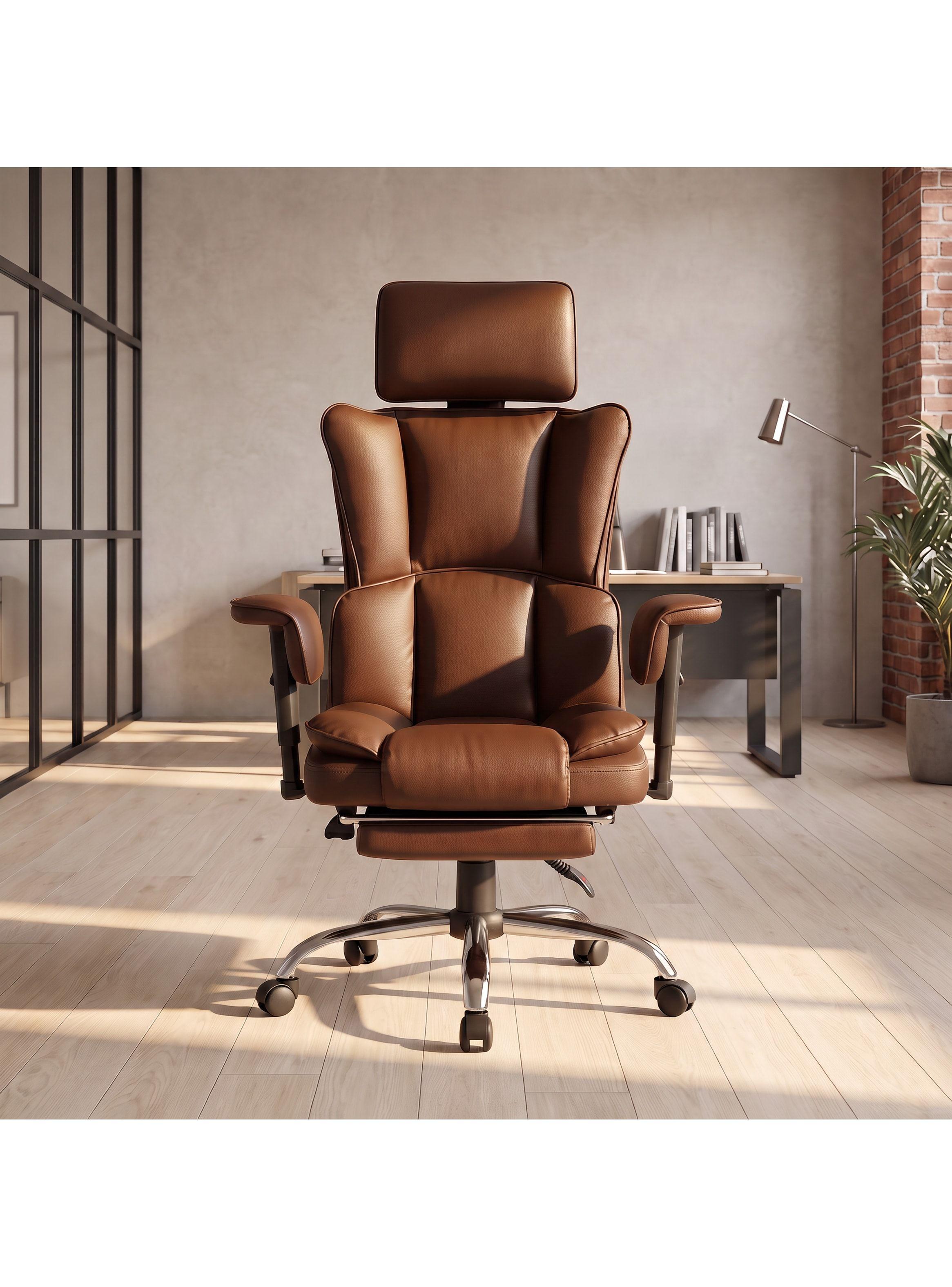 Sillón Ejecutivo Ergonómico Reclinable 165° Y Reposapiés Pu Negro Cuero Sintético-0
