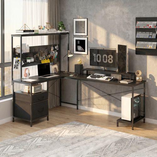 Escritorio Homeoffice Esquinero Convertible Con Estantería Negro-5