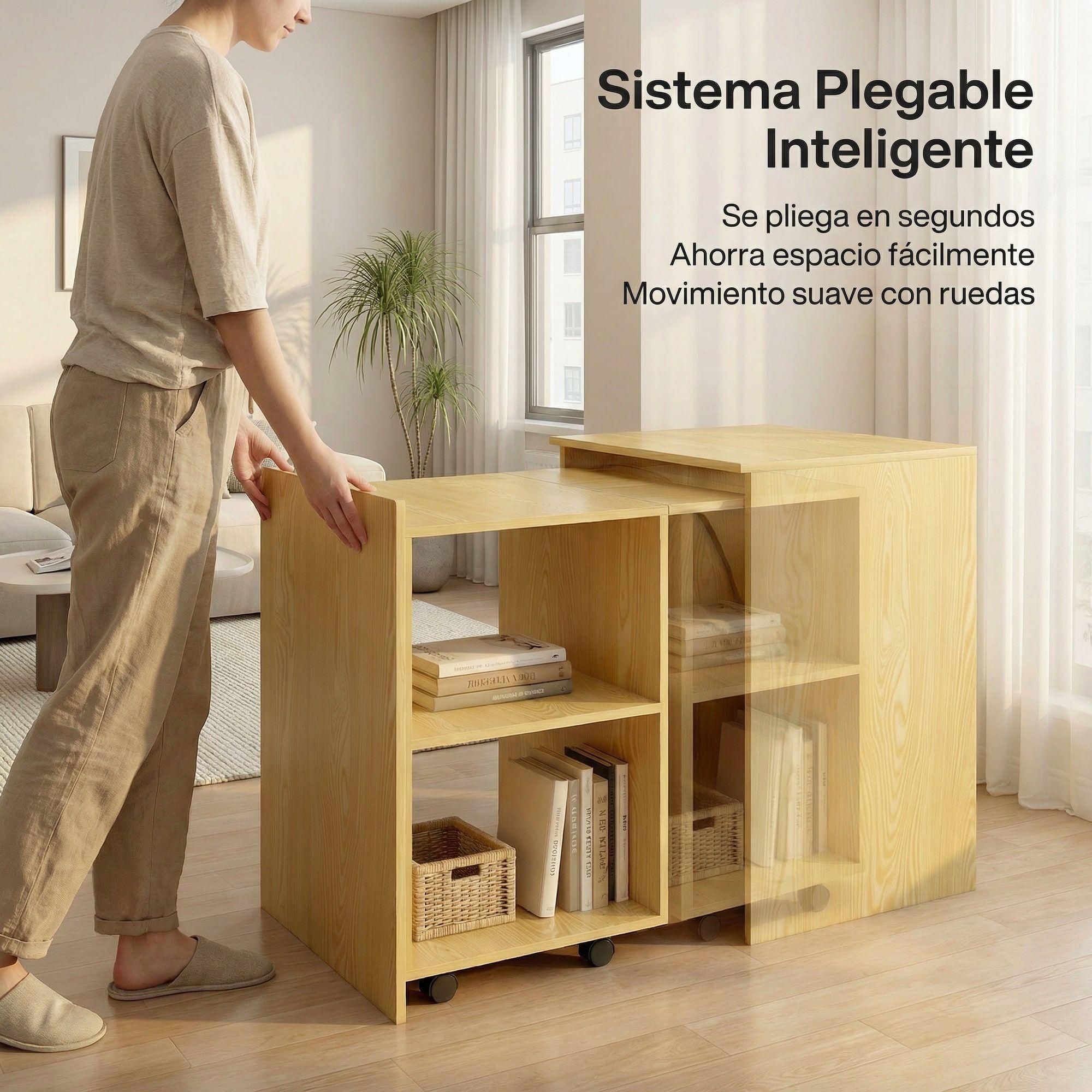 Escritorio Plegable Para Studio 140x44x80 Con Dos Repisa Marrón-5