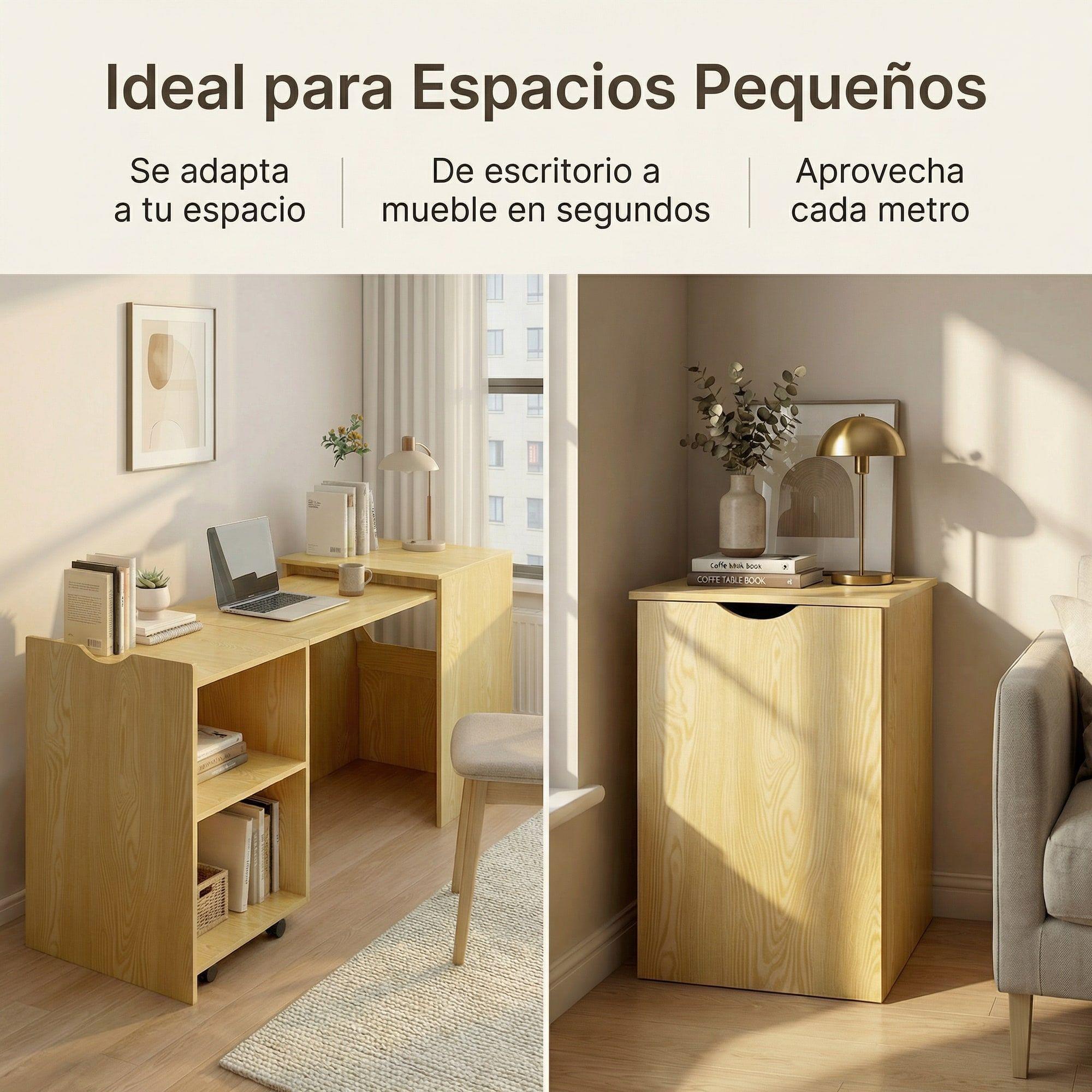Escritorio Plegable Para Studio 140x44x80 Con Dos Repisa Marrón-6