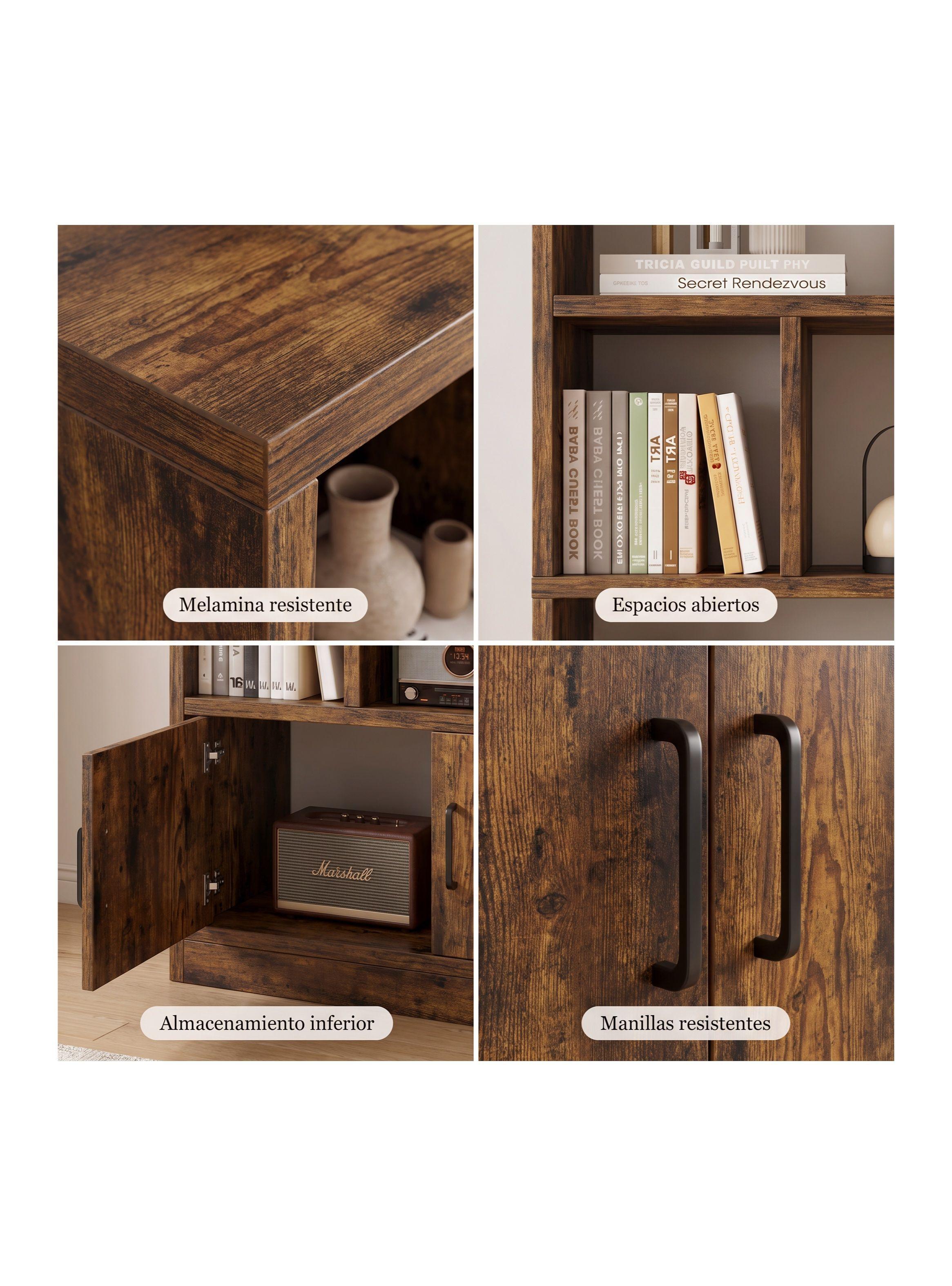 Biblioteca Librero Modular 80x24x178cm Marrón Oscuro-3