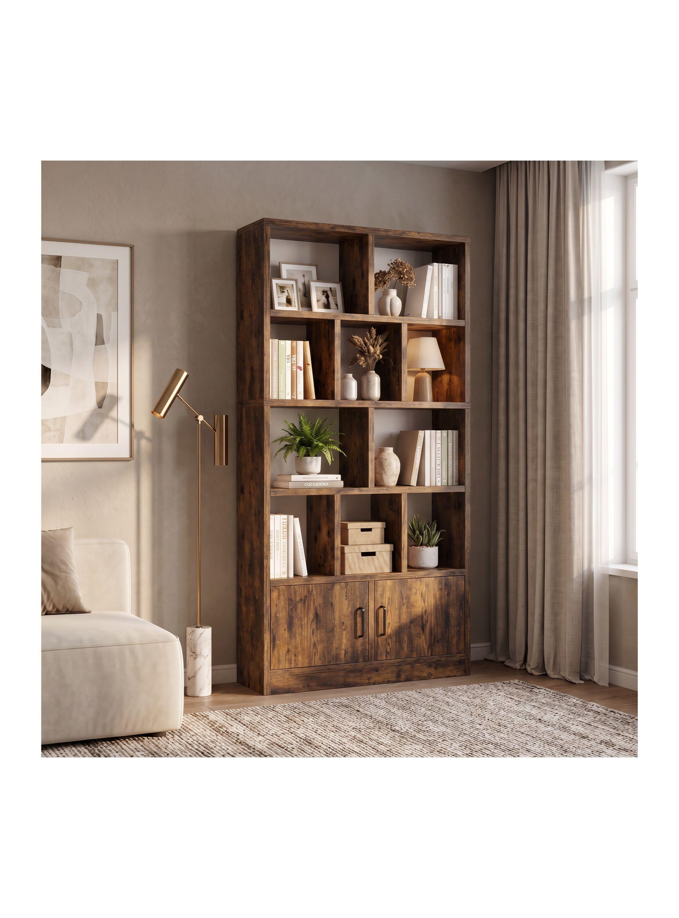 Biblioteca Librero Modular 80x24x178cm Marrón Oscuro-4