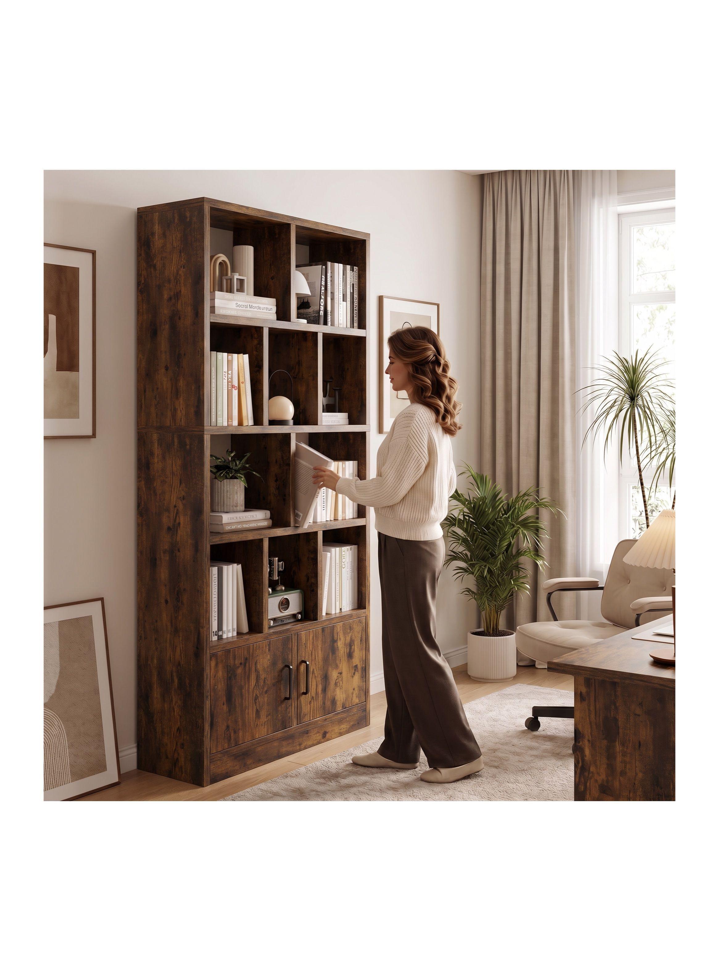Biblioteca Librero Modular 80x24x178cm Marrón Oscuro-5