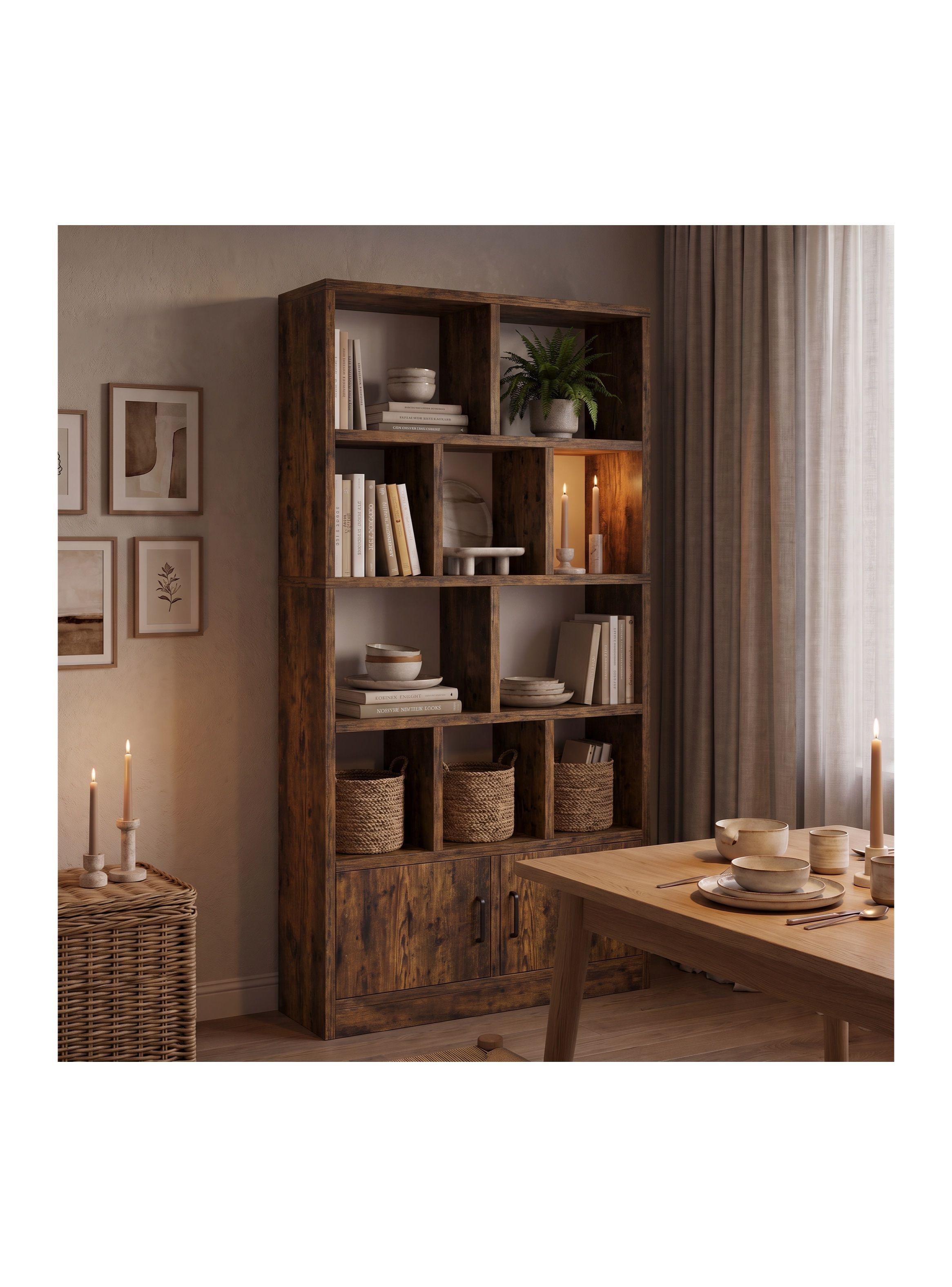 Biblioteca Librero Modular 80x24x178cm Marrón Oscuro-6