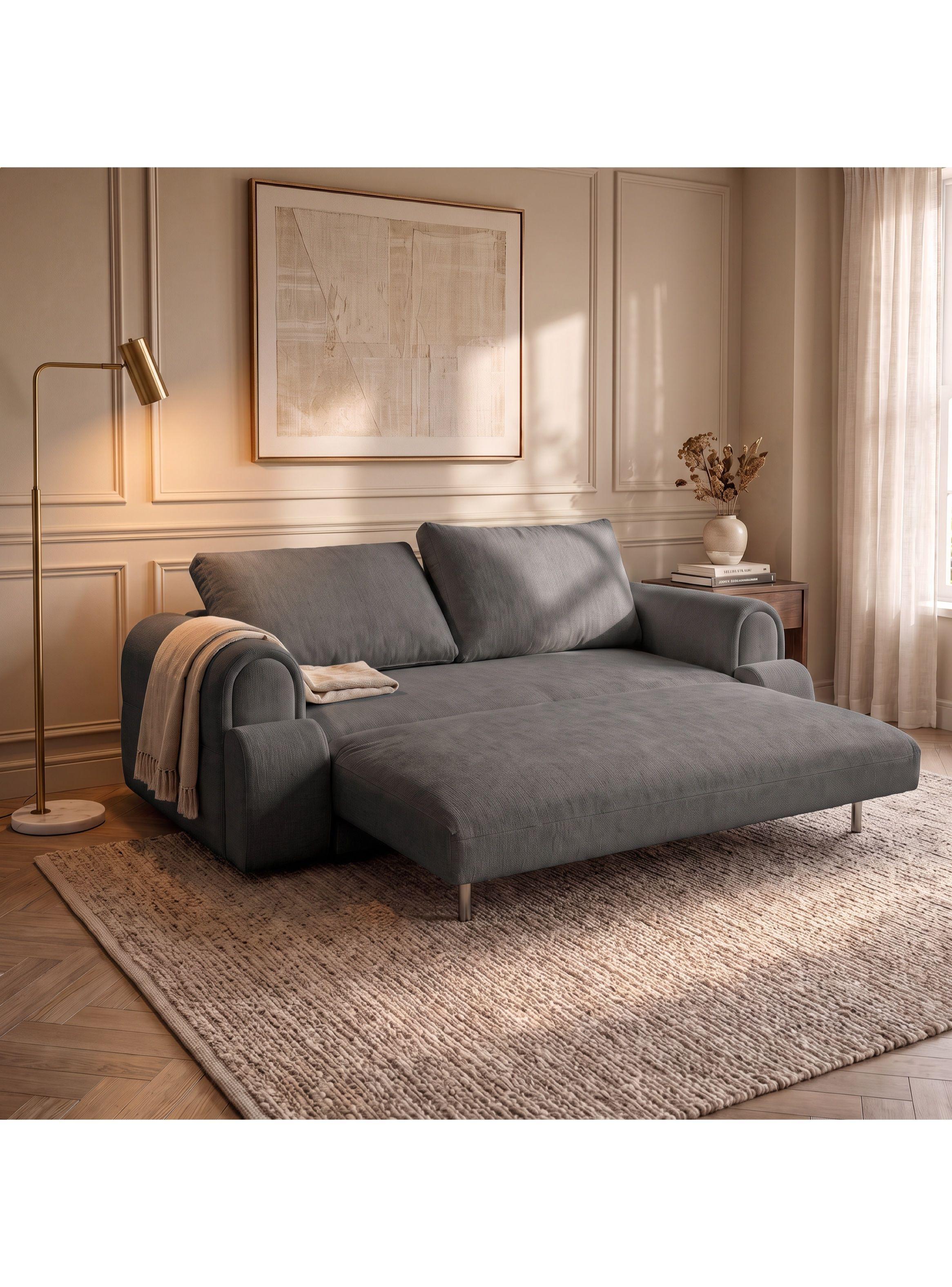 Sofá Cama Convertible De 3 Cuerpos Tapizado En Lino 200 Cm-4
