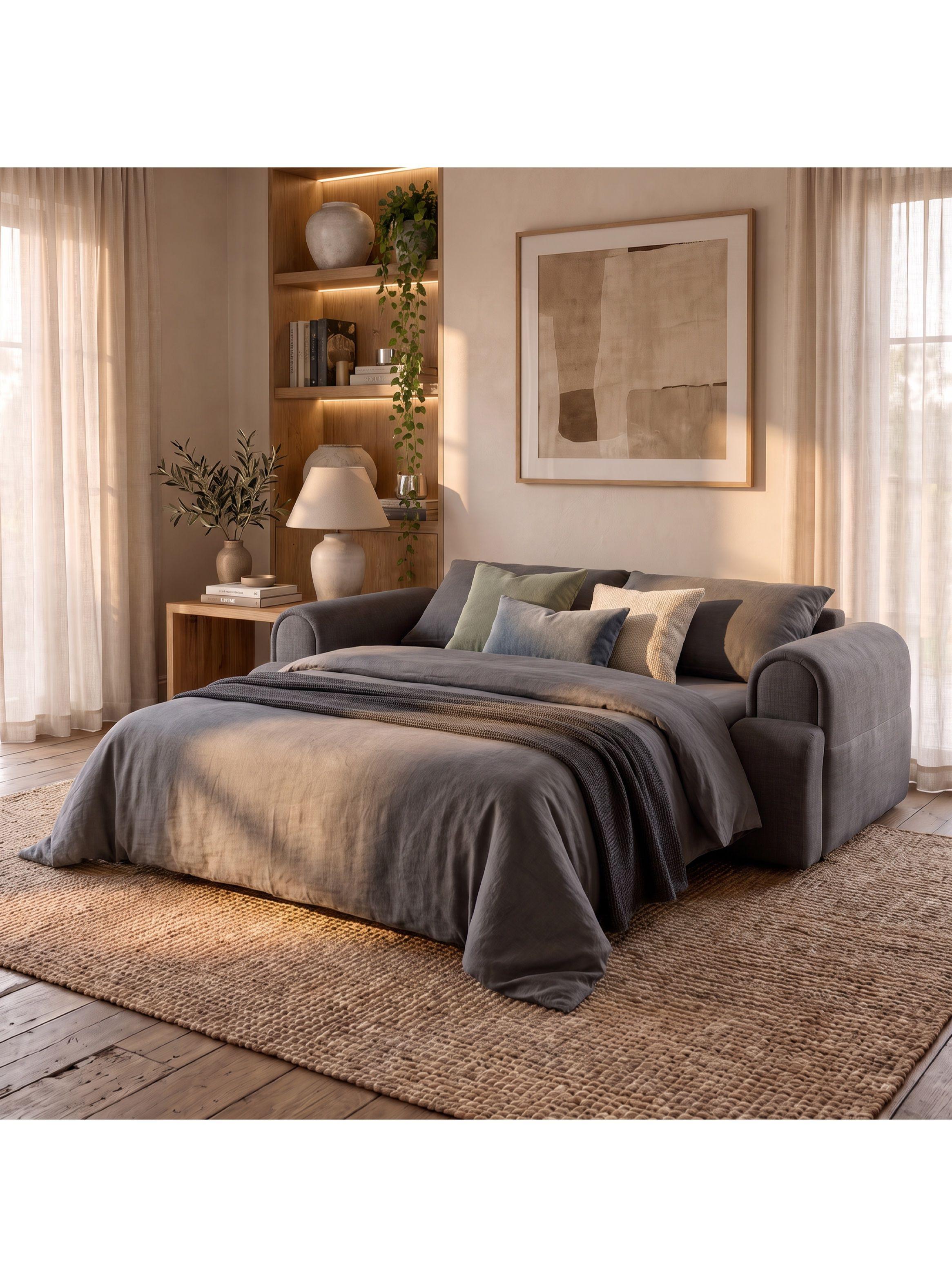 Sofá Cama Convertible De 3 Cuerpos Tapizado En Lino 200 Cm-6