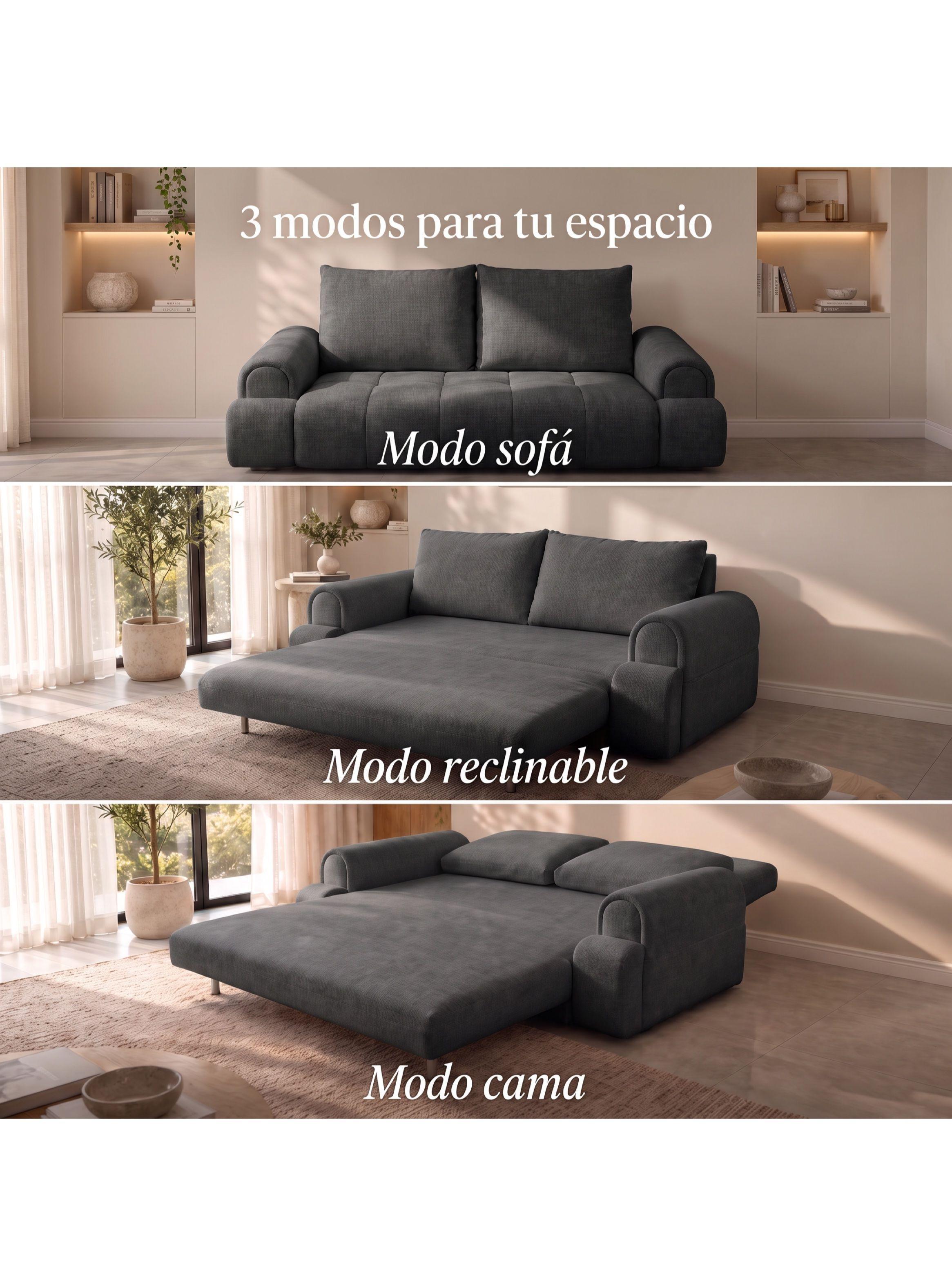 Sofá Cama Convertible De 3 Cuerpos Tapizado En Lino 200 Cm-7