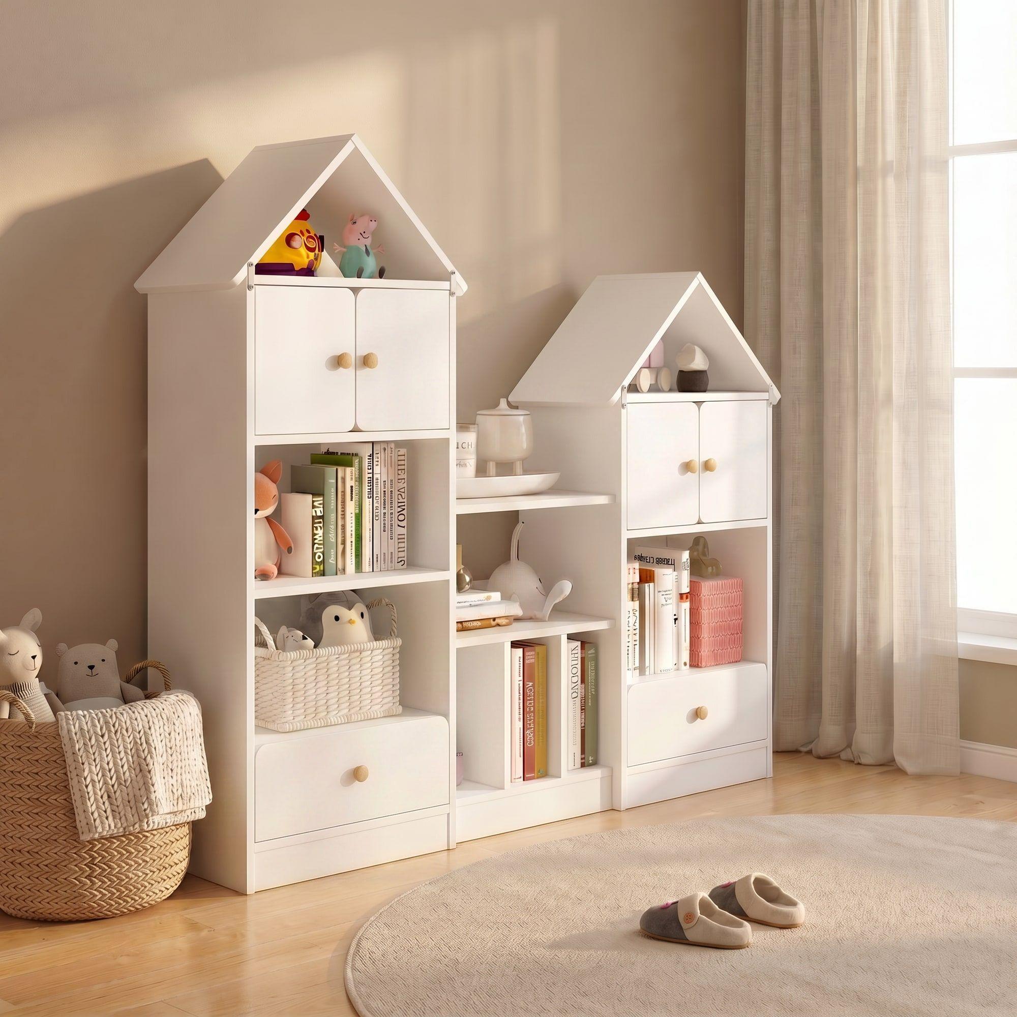 Librero Biblioteca Infantil Organizador Multiuso 123x24x127 Blanco-5