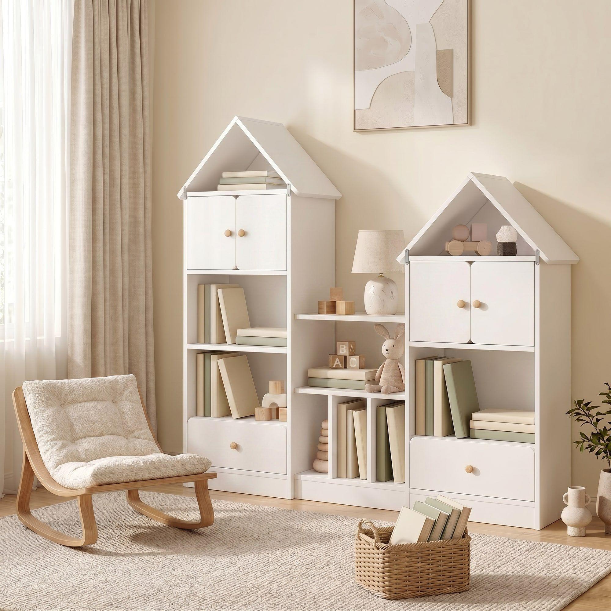 Librero Biblioteca Infantil Organizador Multiuso 123x24x127 Blanco-6
