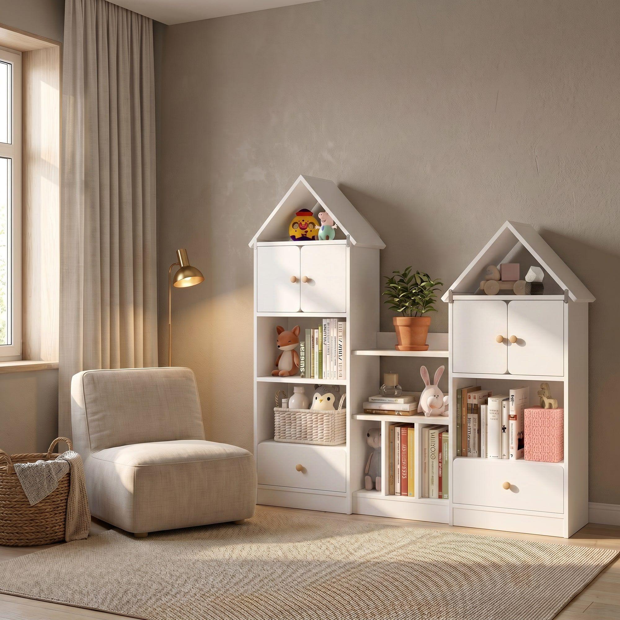 Librero Biblioteca Infantil Organizador Multiuso 123x24x127 Blanco-7
