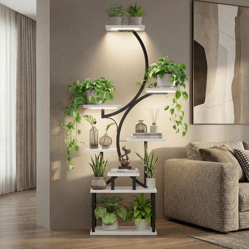 Organizador Repisa Decoración Estante Planta Librero Con Luz Blanco-4