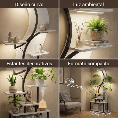 Organizador Repisa Decoración Estante Planta Librero Con Luz Blanco-5