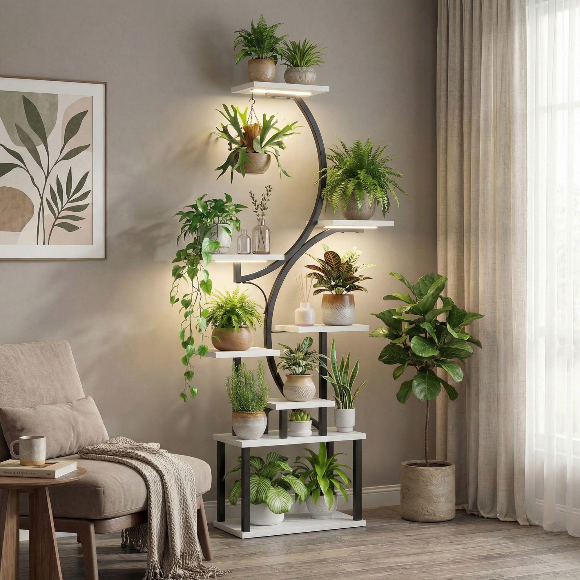 Organizador Repisa Decoración Estante Planta Librero Con Luz Blanco-7