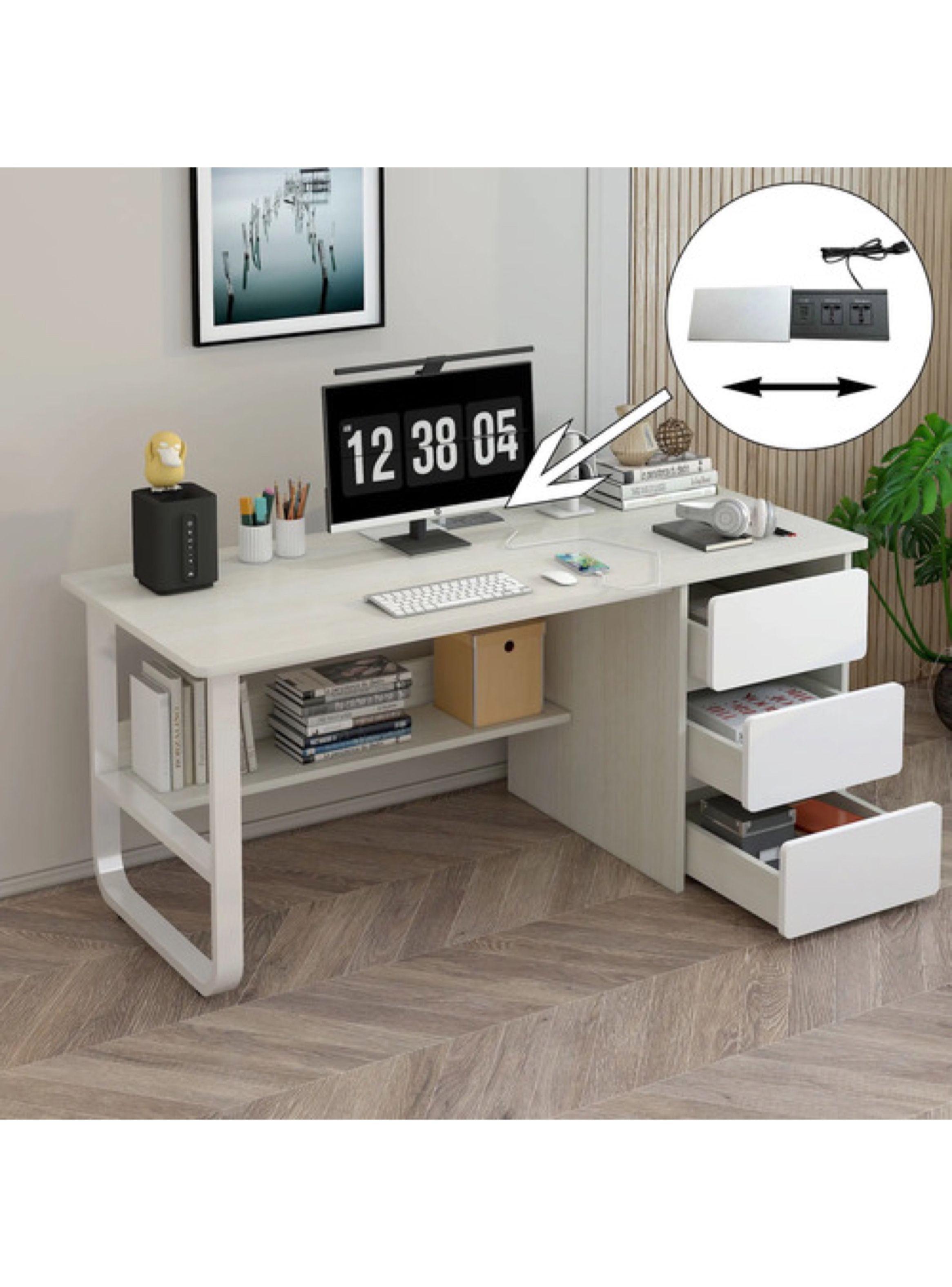 Escritorio Con Enchufe Tapa Deslizable Integrado Usb+usb-c Madera-3