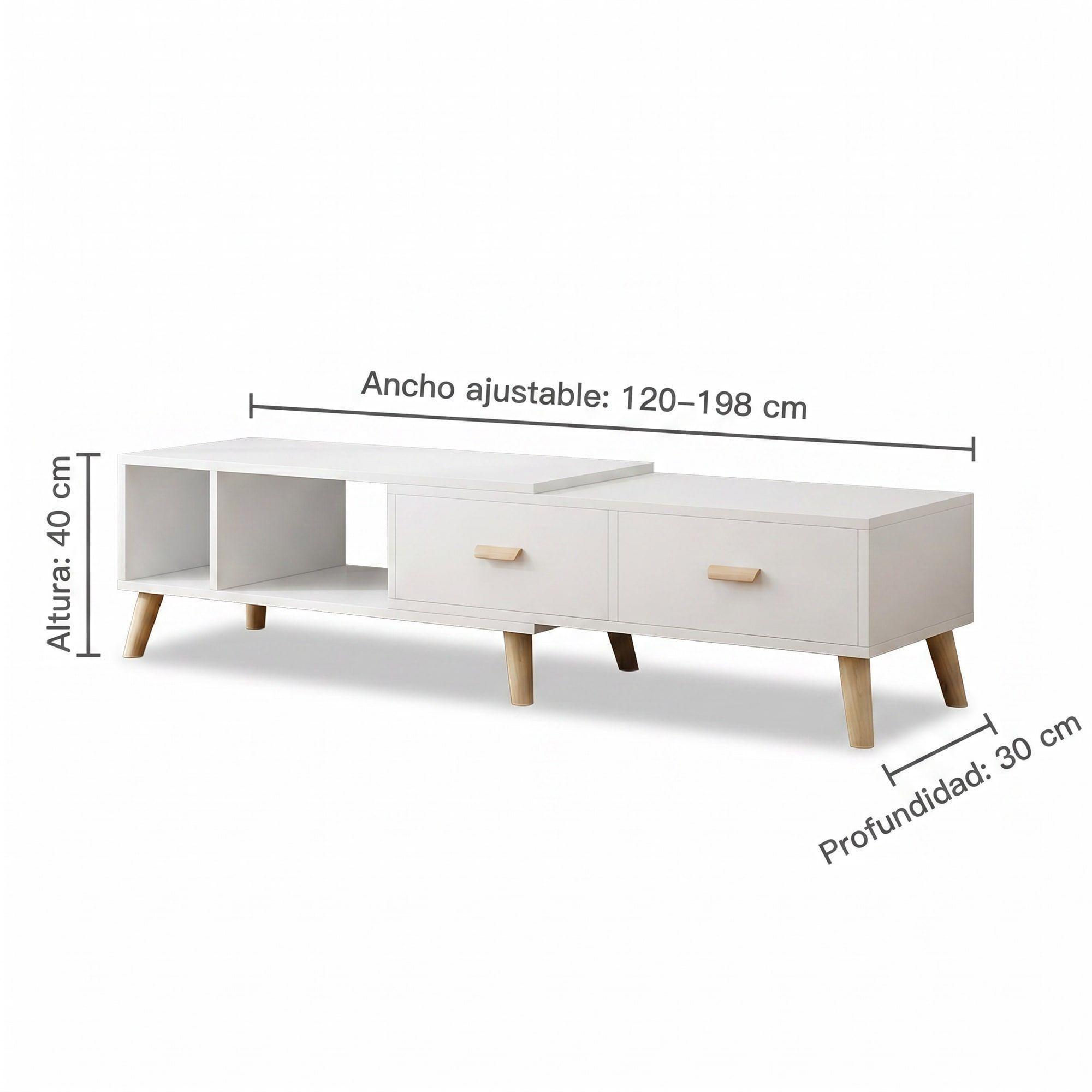 Rack Tv Ancho Extendible 120-198cm 2 Tiras Vanguardia Homer-2
