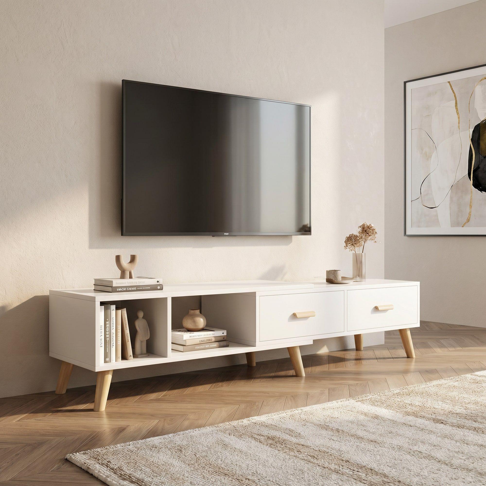 Rack Tv Ancho Extendible 120-198cm 2 Tiras Vanguardia Homer-5