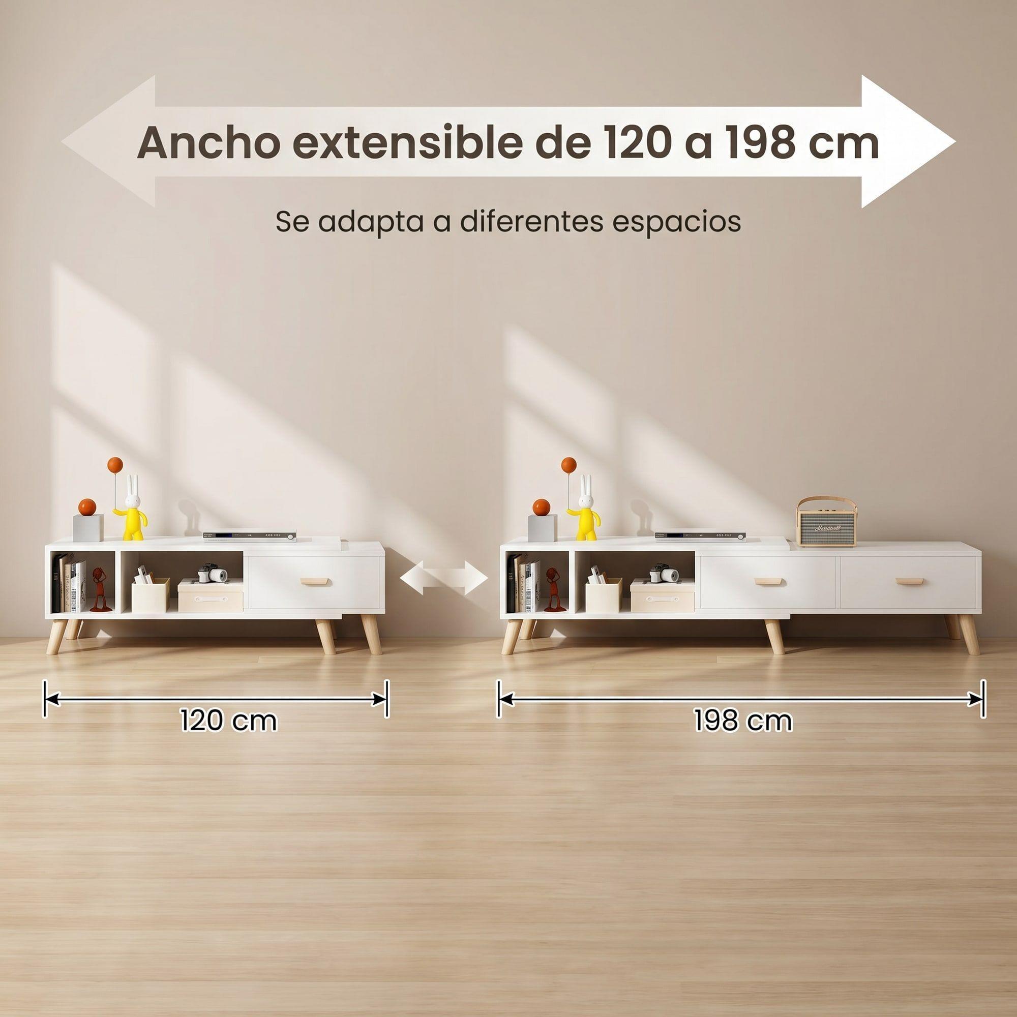 Rack Tv Ancho Extendible 120-198cm 2 Tiras Vanguardia Homer-7