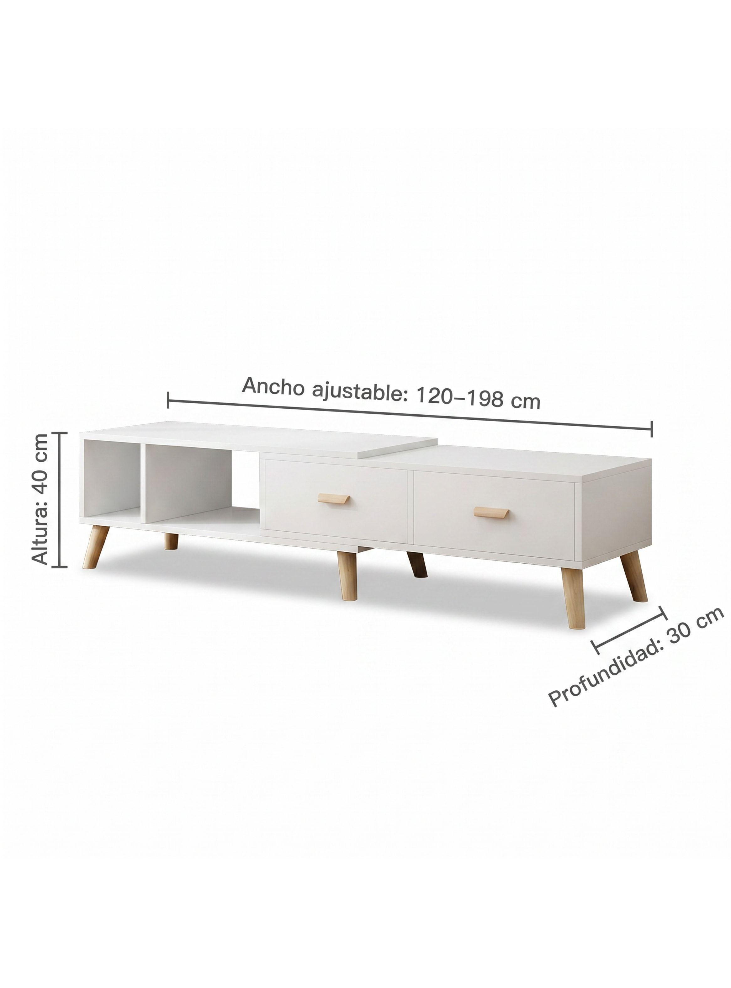 Rack Tv Ancho Extendible 120-198cm 2 Tiras Vanguardia Homer-2