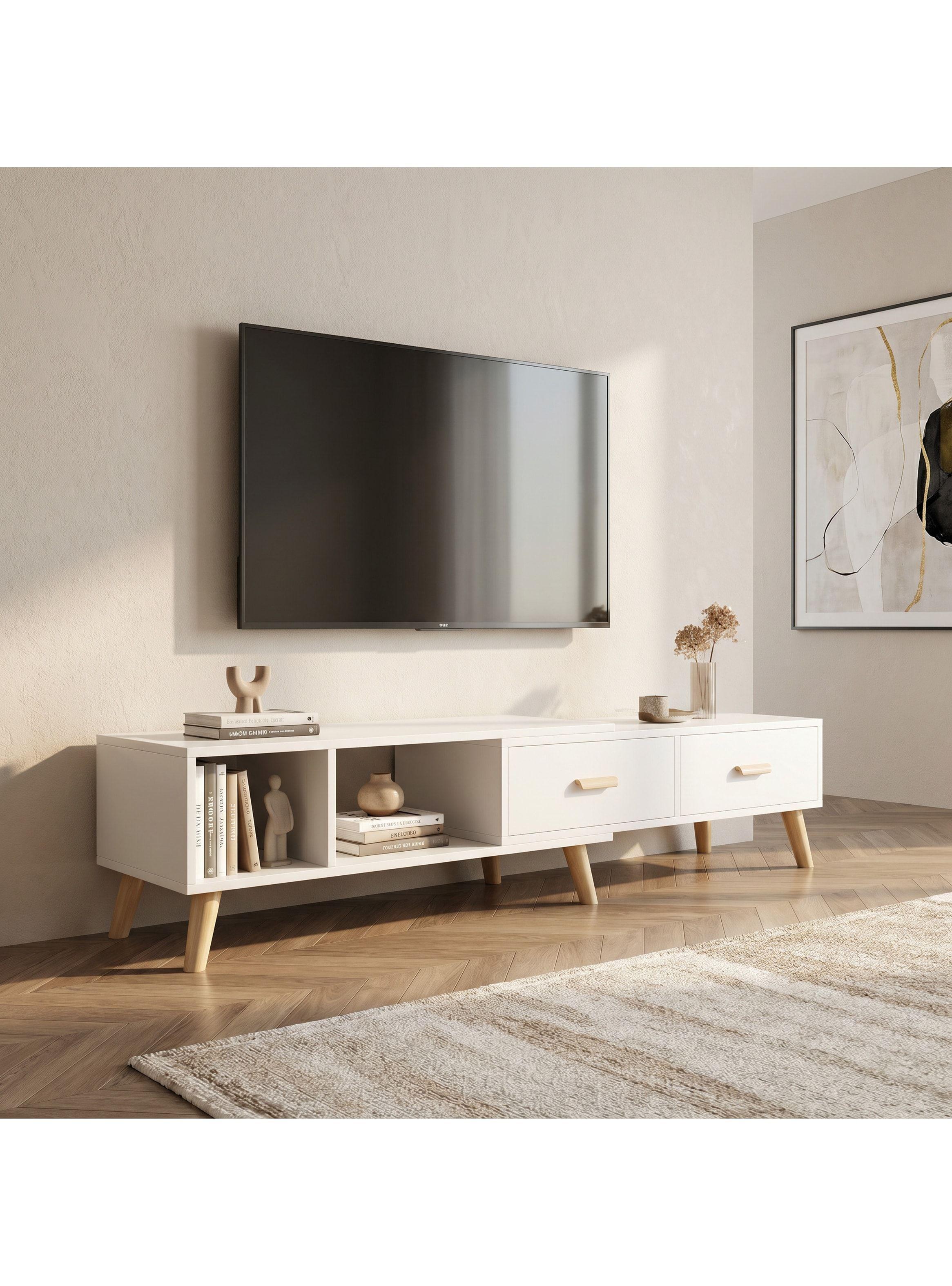 Rack Tv Ancho Extendible 120-198cm 2 Tiras Vanguardia Homer-5