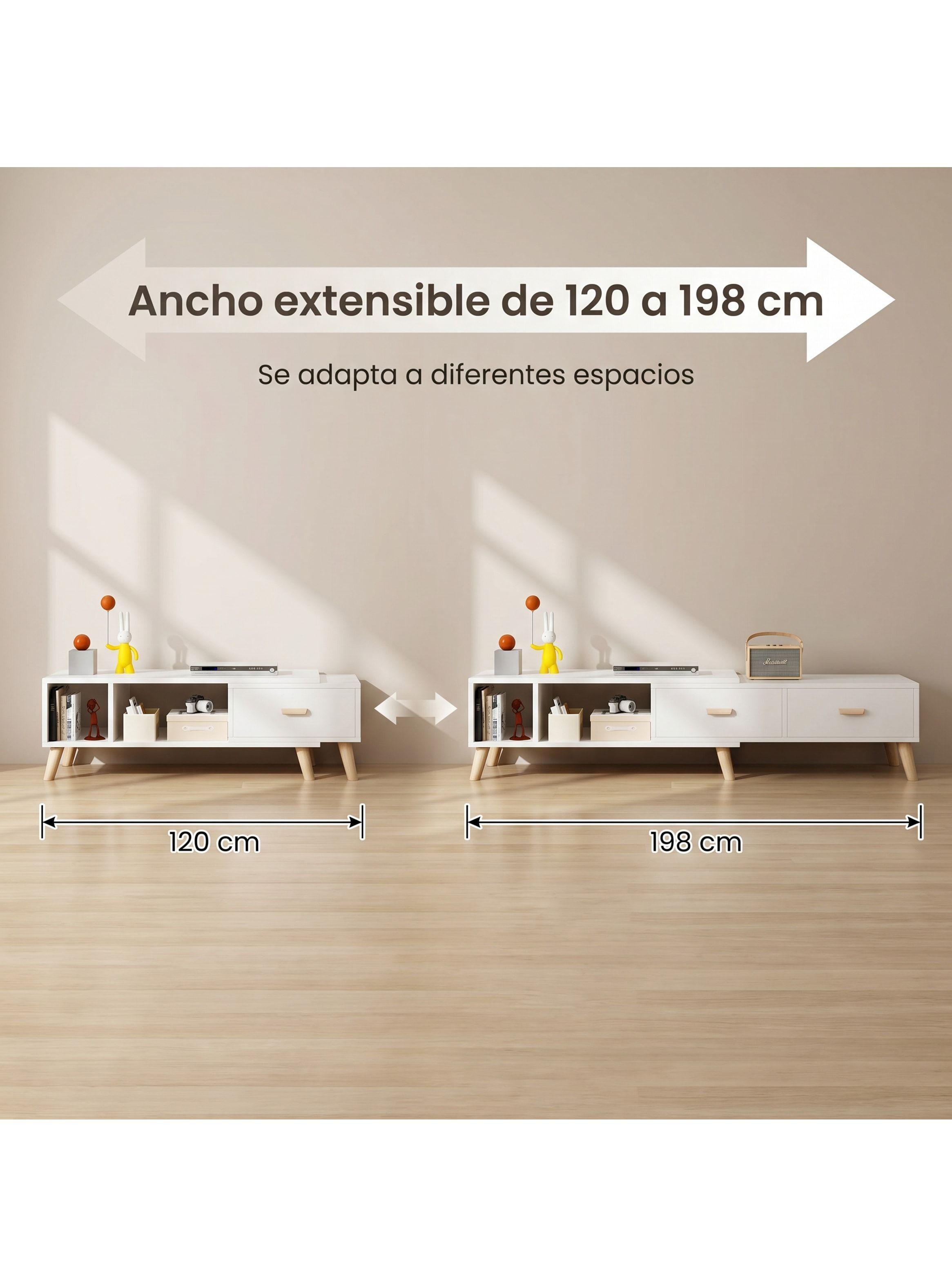 Rack Tv Ancho Extendible 120-198cm 2 Tiras Vanguardia Homer-7