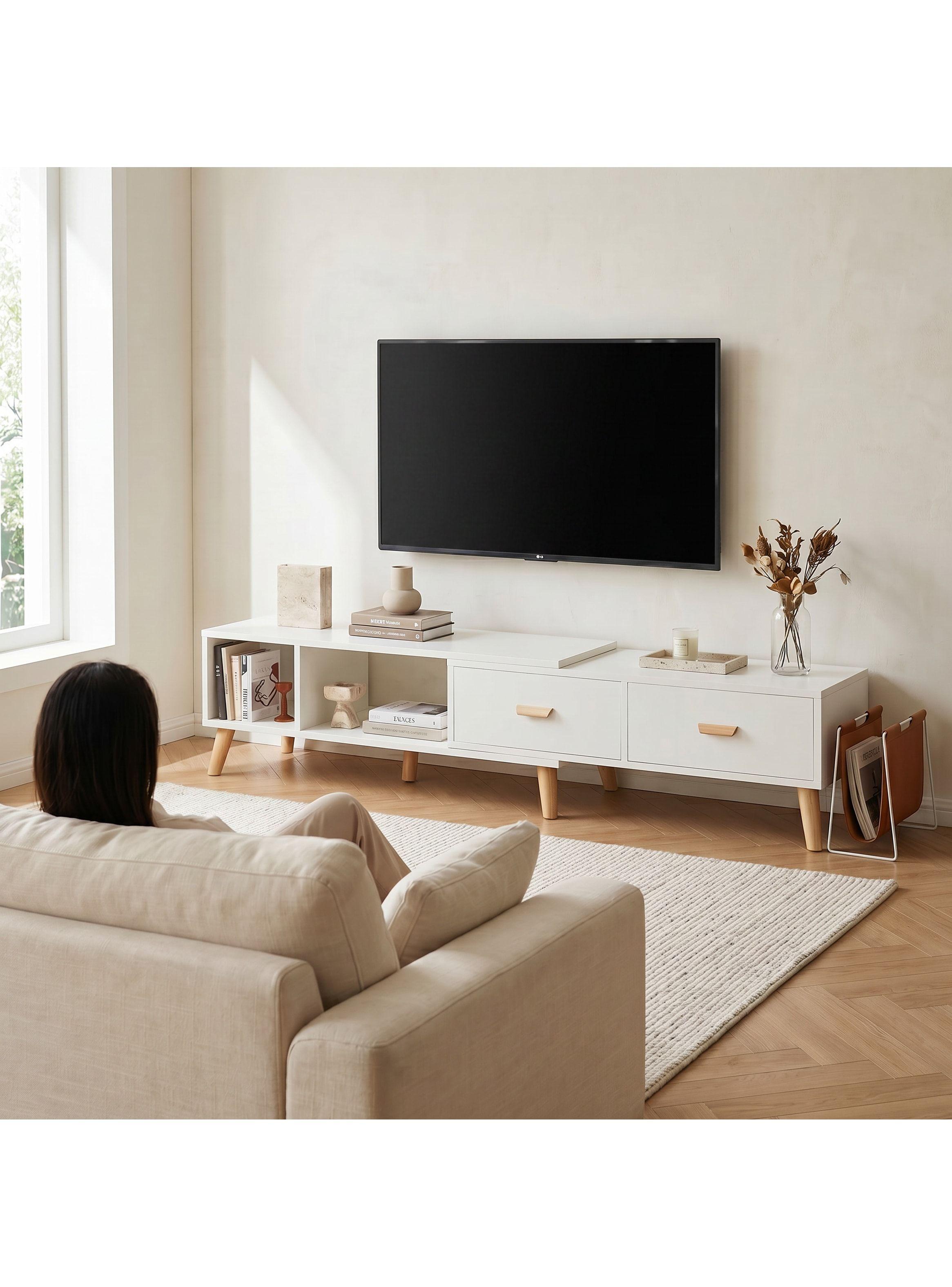 Rack Tv Ancho Extendible 120-198cm 2 Tiras Vanguardia Homer-8