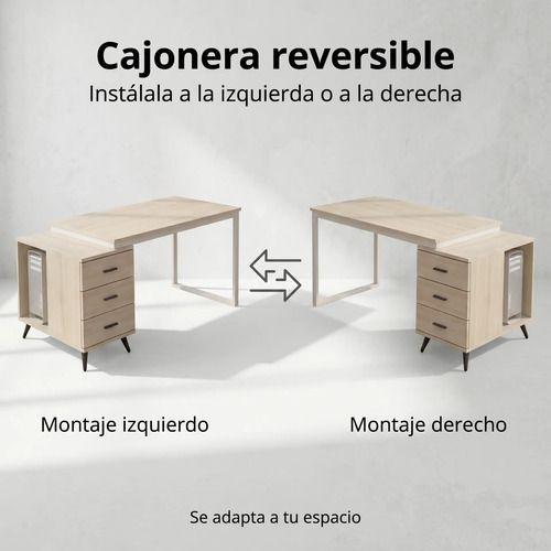 Escritorio Moderno Con Cajoneras 120x60x75cm Para Oficina-4
