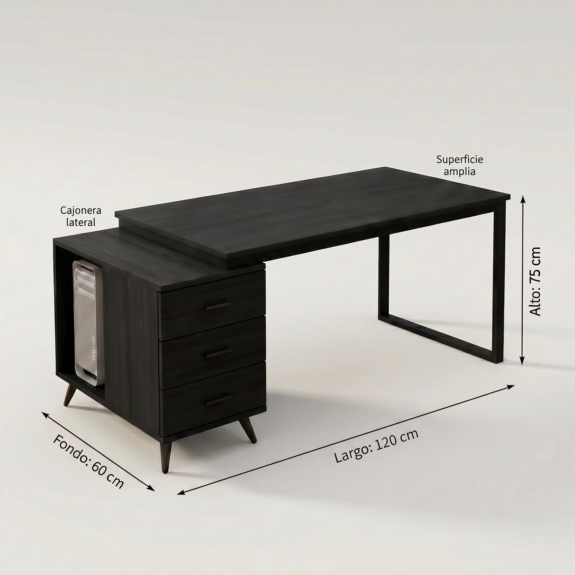 Escritorio Moderno Con Cajoneras 120x60x75cm Para Oficina-2