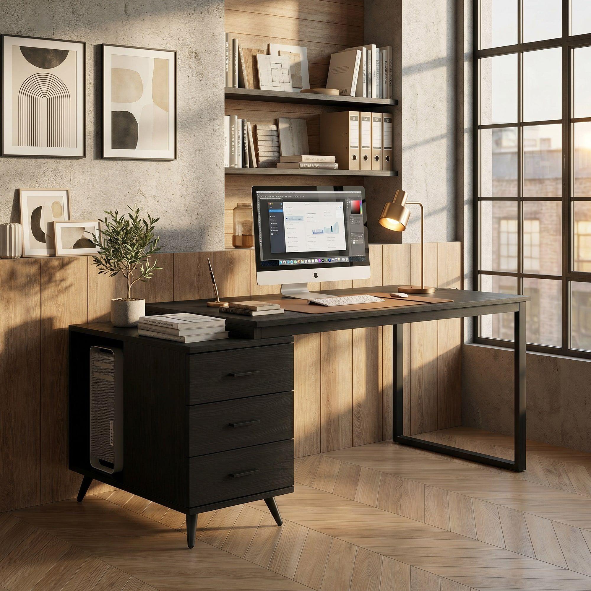 Escritorio Moderno Con Cajoneras 120x60x75cm Para Oficina-5