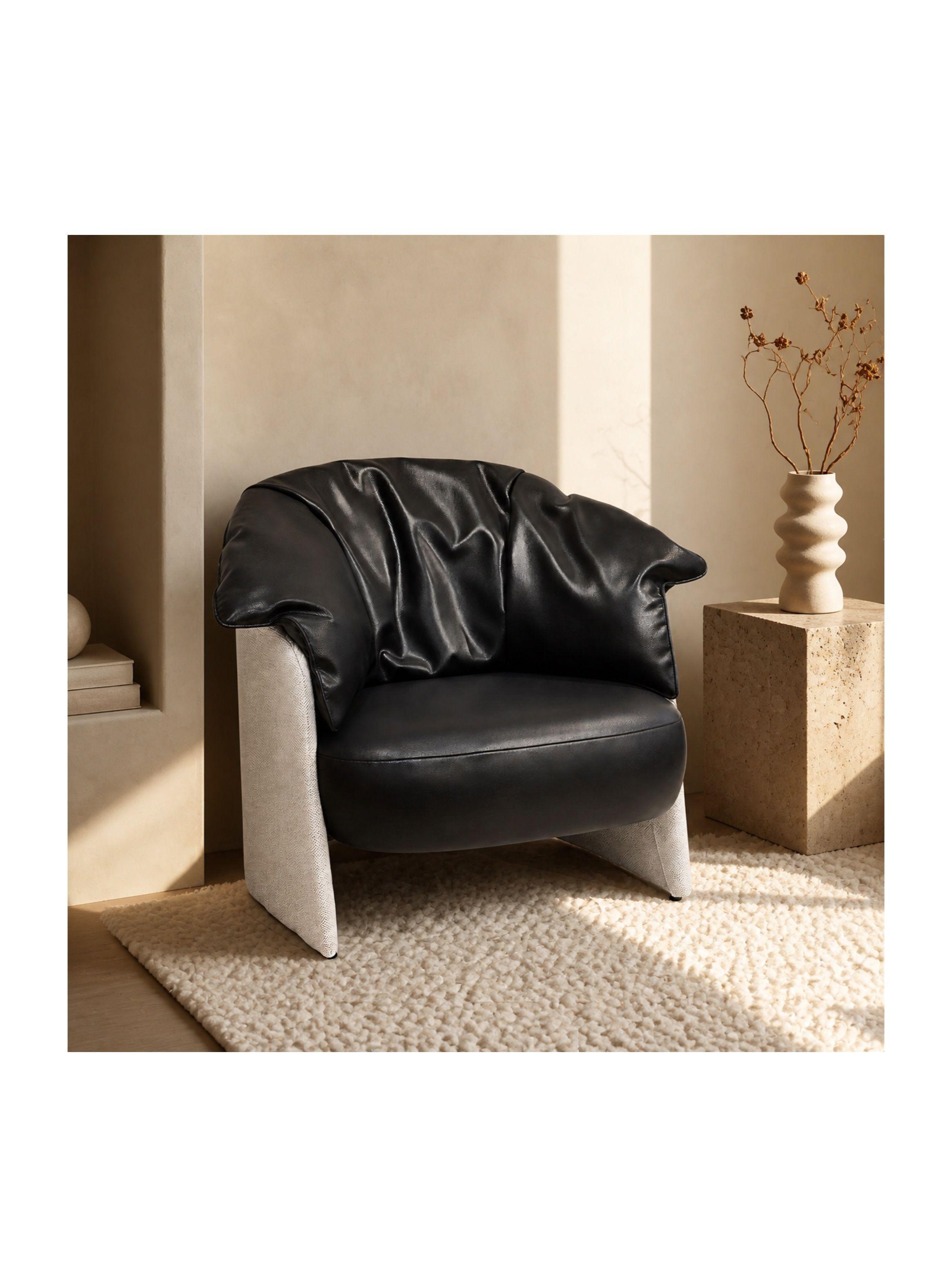 Sillón Lorenzo Individual Ecocuero Estructura Curva De Acero Negro Liso-4