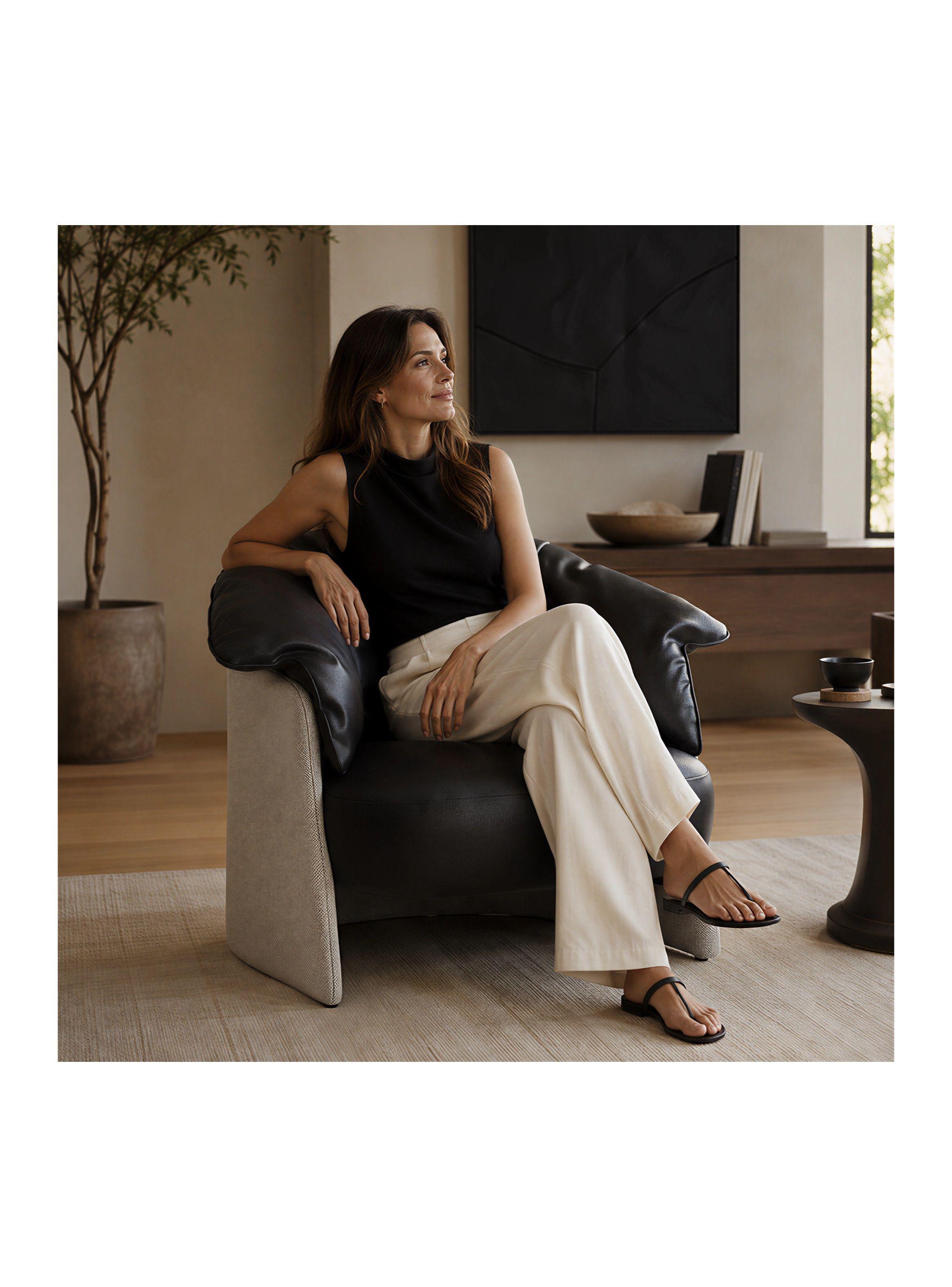Sillón Lorenzo Individual Ecocuero Estructura Curva De Acero Negro Liso-5