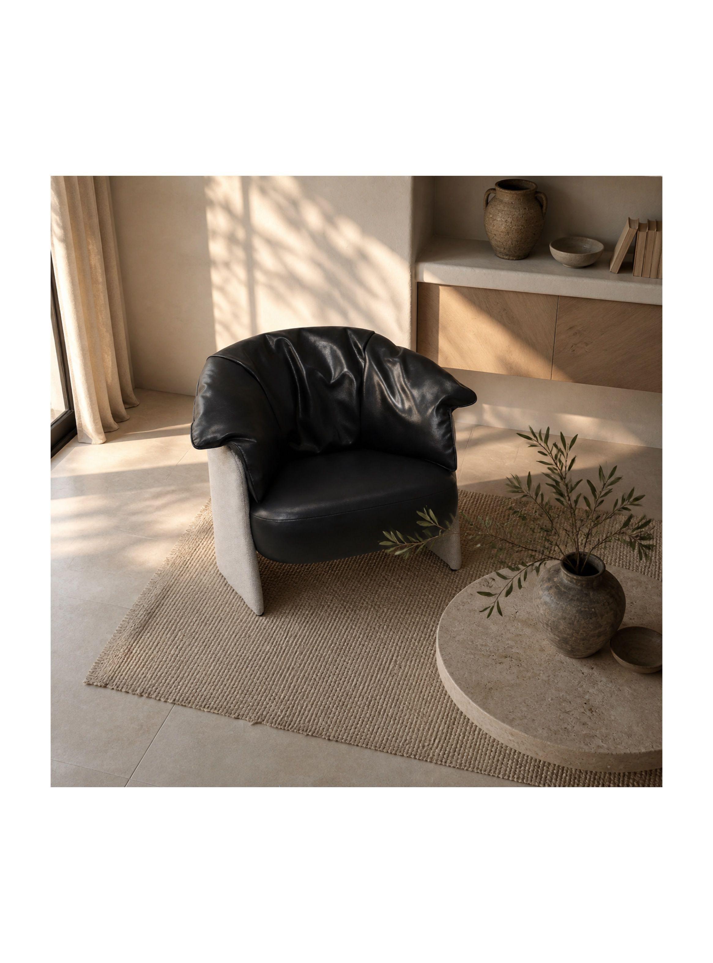 Sillón Lorenzo Individual Ecocuero Estructura Curva De Acero Negro Liso-6