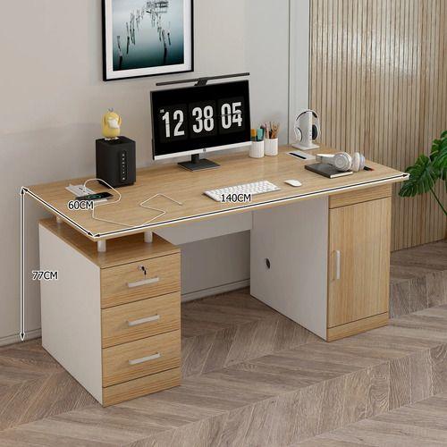 Escritorio 140cm Enchufe Cargador Inalambrico Integrado Madera-2