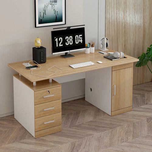 Escritorio 140cm Enchufe Cargador Inalambrico Integrado Madera-4