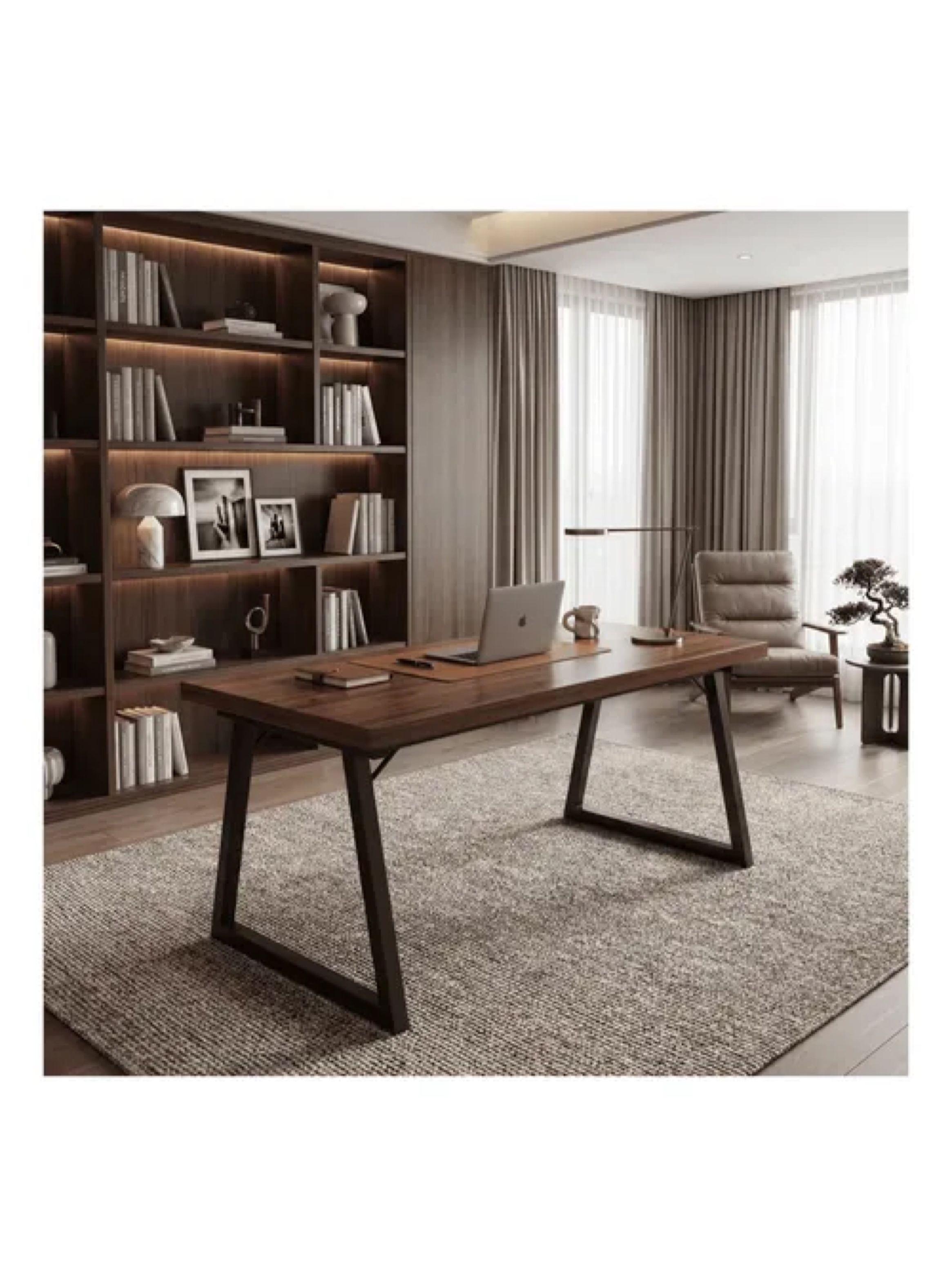 Escritorio Pata Metal Oficina 160x60x75cm Gruesa 30mm Marrón Oscuro-6